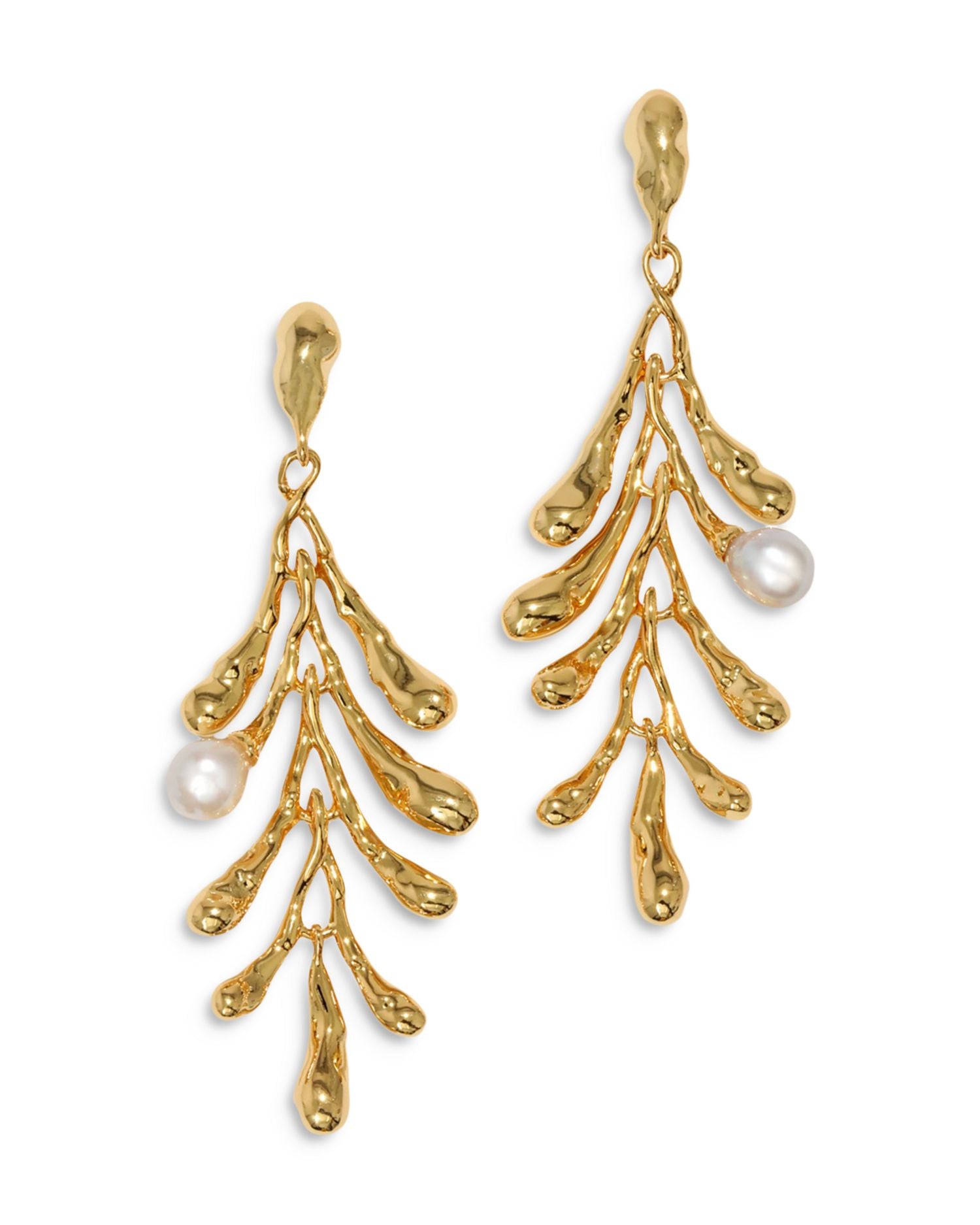 Perla 14K Gold Plate & Cultured Freshwater Pearl Cascading Drop Earrings, 4.5'L