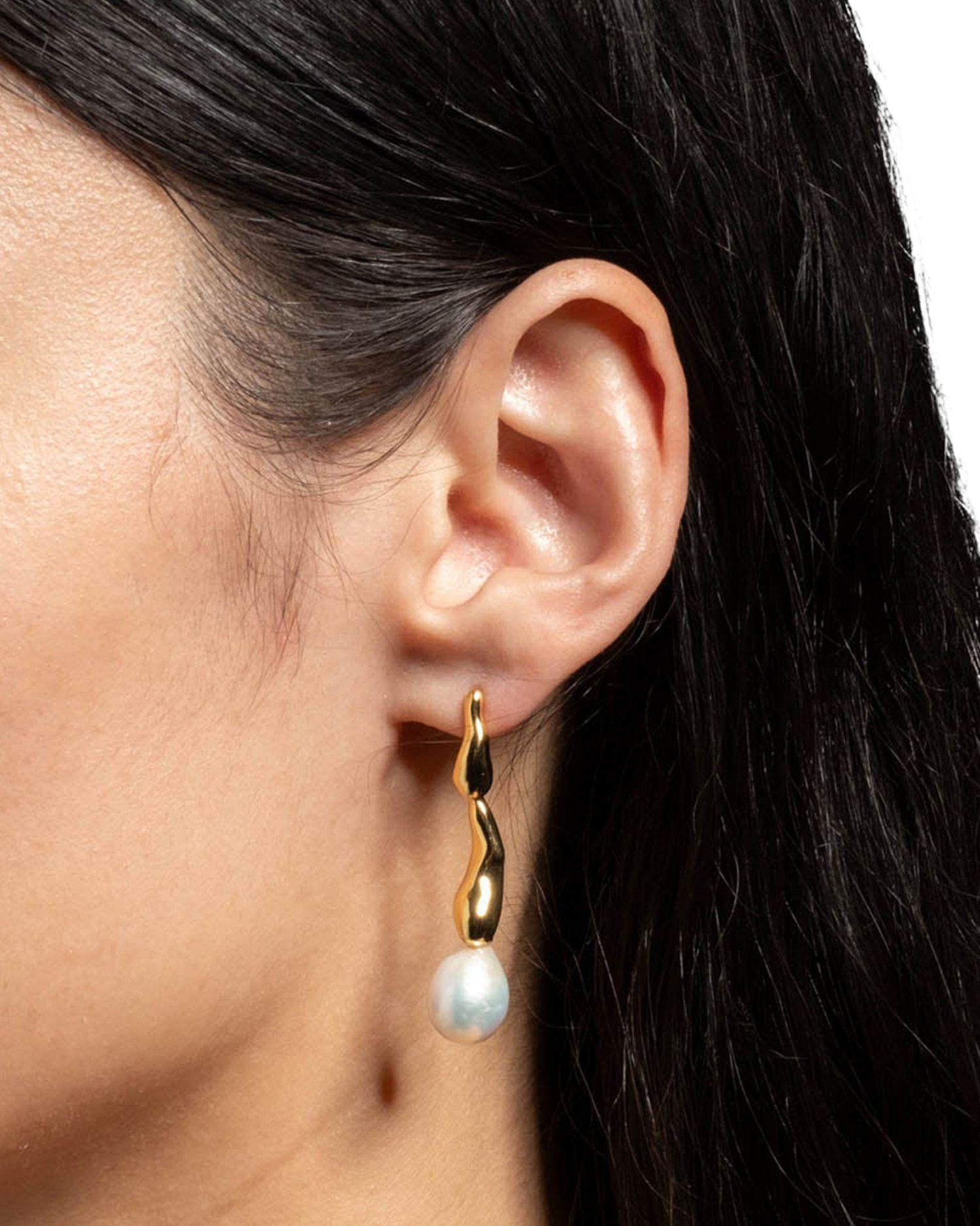 Perla 14K Gold Plate & Cultured Freshwater Pearl Drippy Drop Earrings, 1.75'L