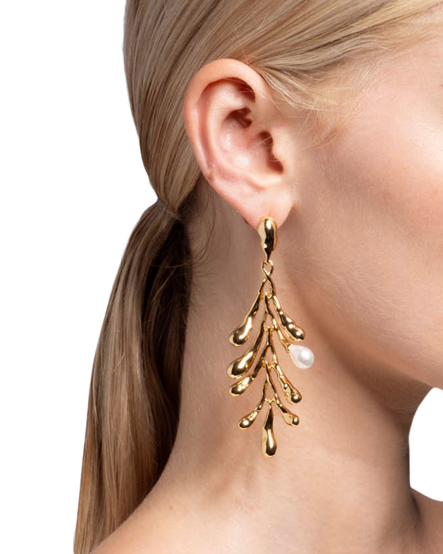 Perla 14K Gold Plate & Cultured Freshwater Pearl Cascading Drop Earrings, 4.5'L