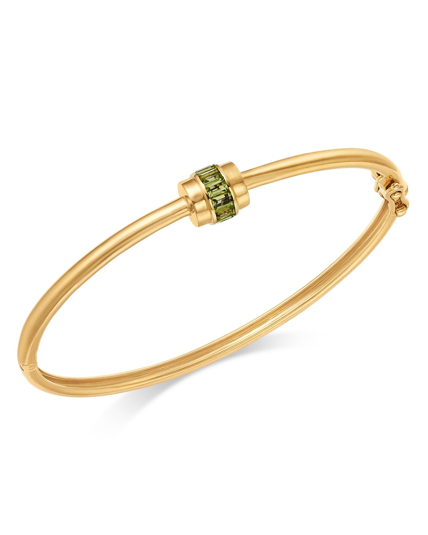 14k Yellow Gold Peridot Baguette Bangle Bracelet