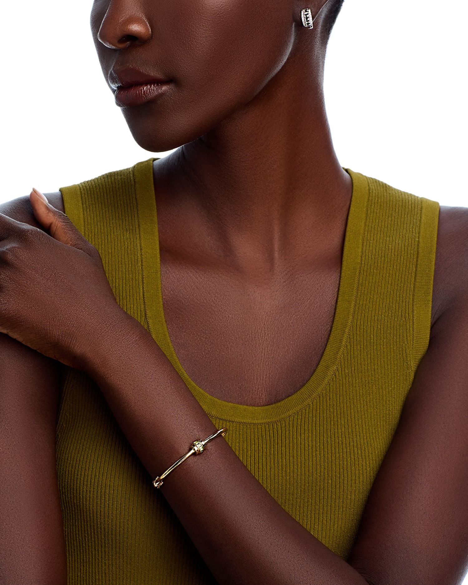 14k Yellow Gold Peridot Baguette Bangle Bracelet