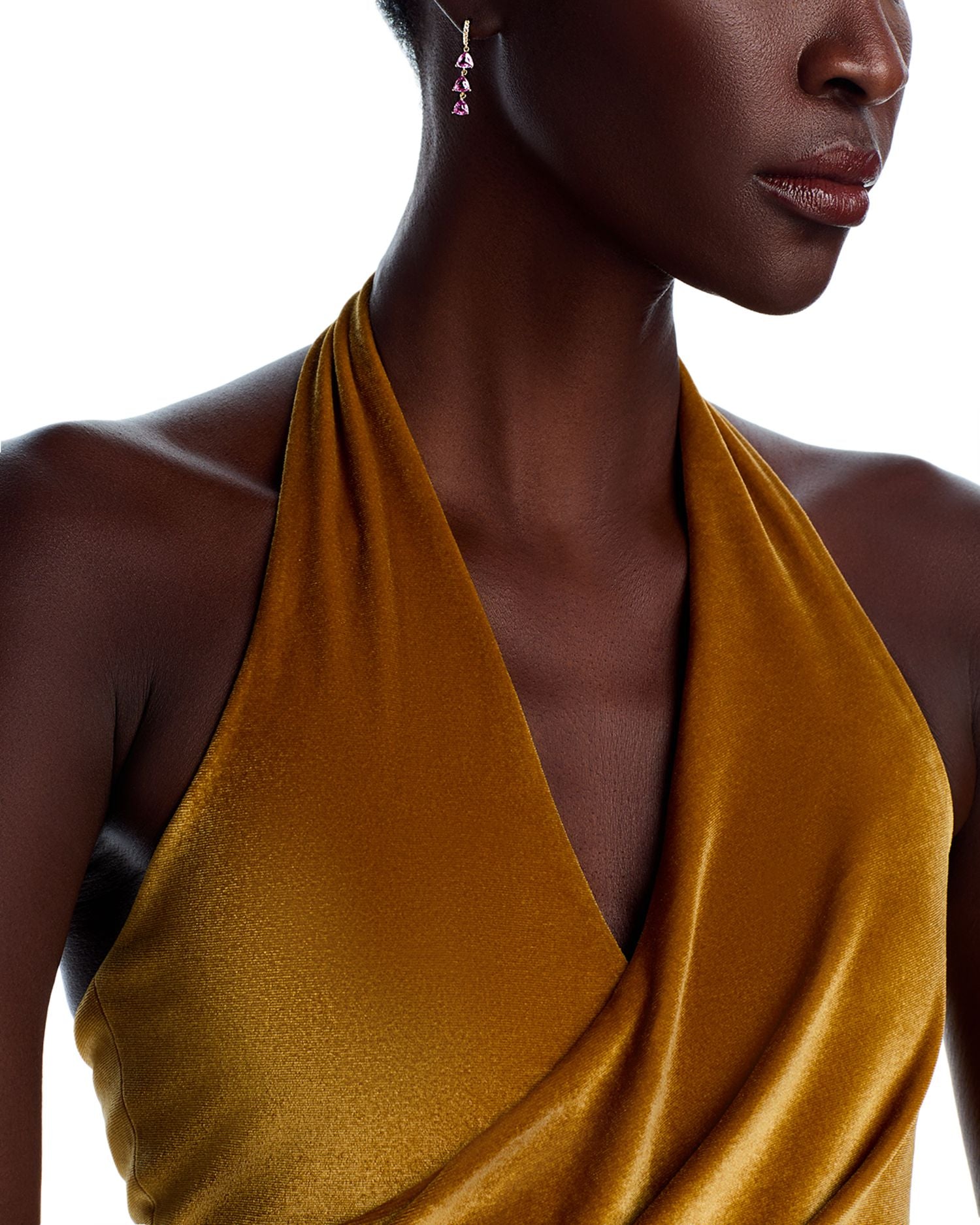 14K Yellow Gold Trillion Pink Sapphire, Pink Tourmaline & White Topaz Drop Earrings