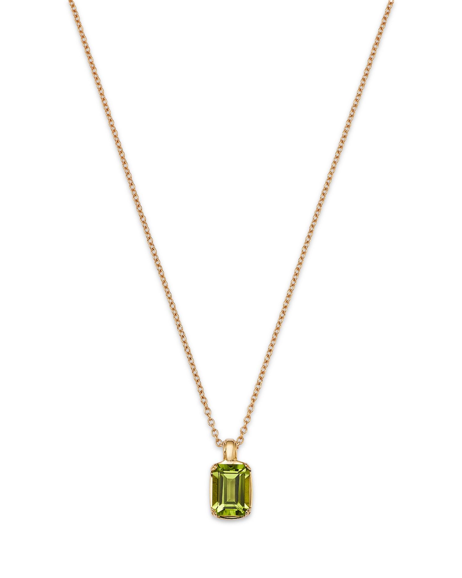 14K Yellow Gold Wicked Green Peridot Pendant Necklace, 16'