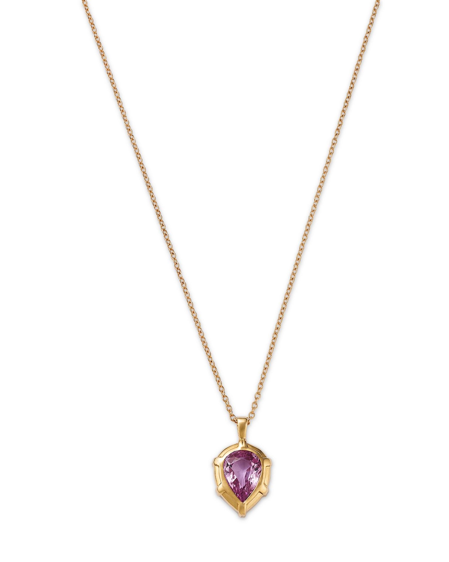 14K Yellow Gold Wicked Pink Sapphire Pendant Necklace, 16'
