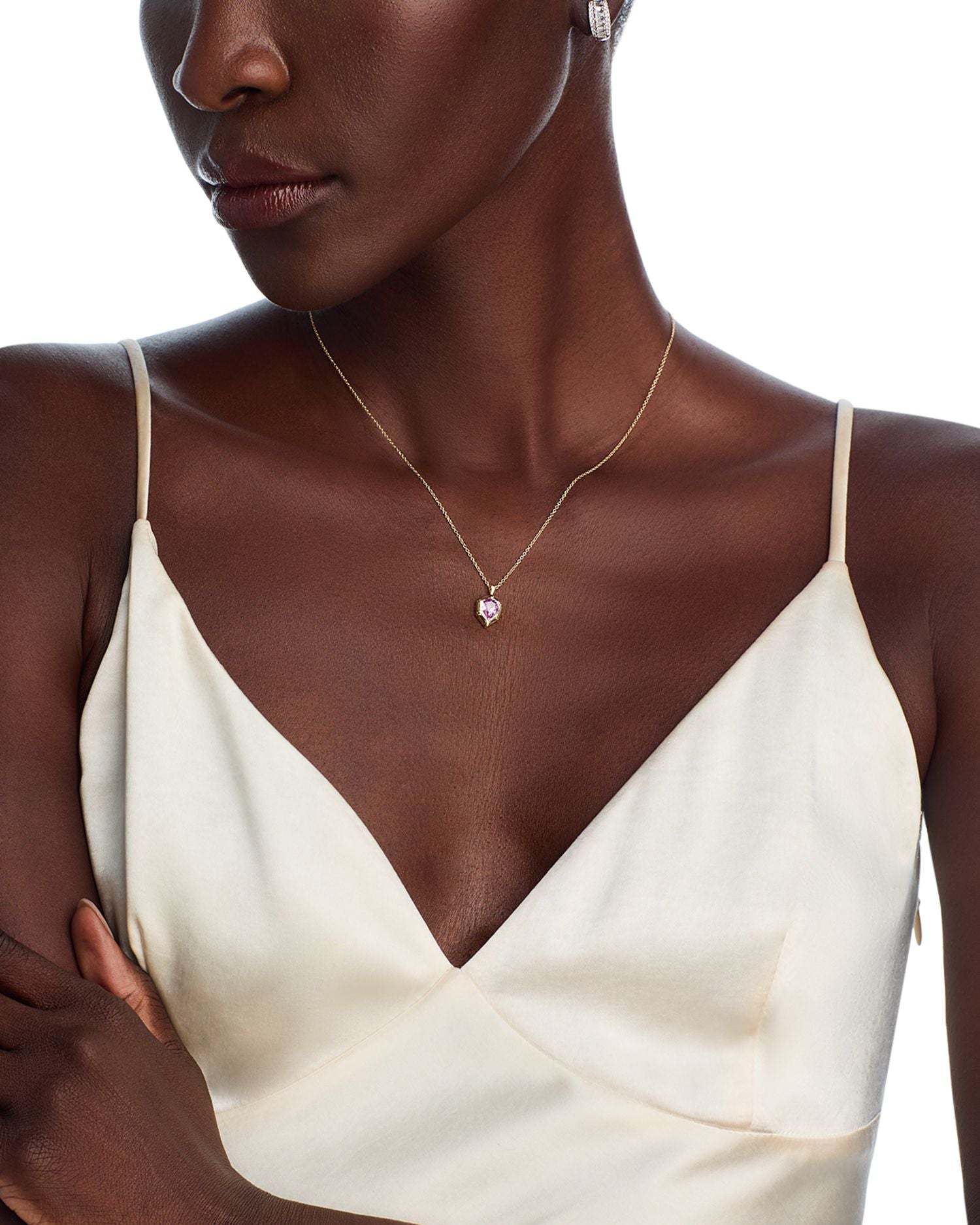 14K Yellow Gold Wicked Pink Sapphire Pendant Necklace, 16'