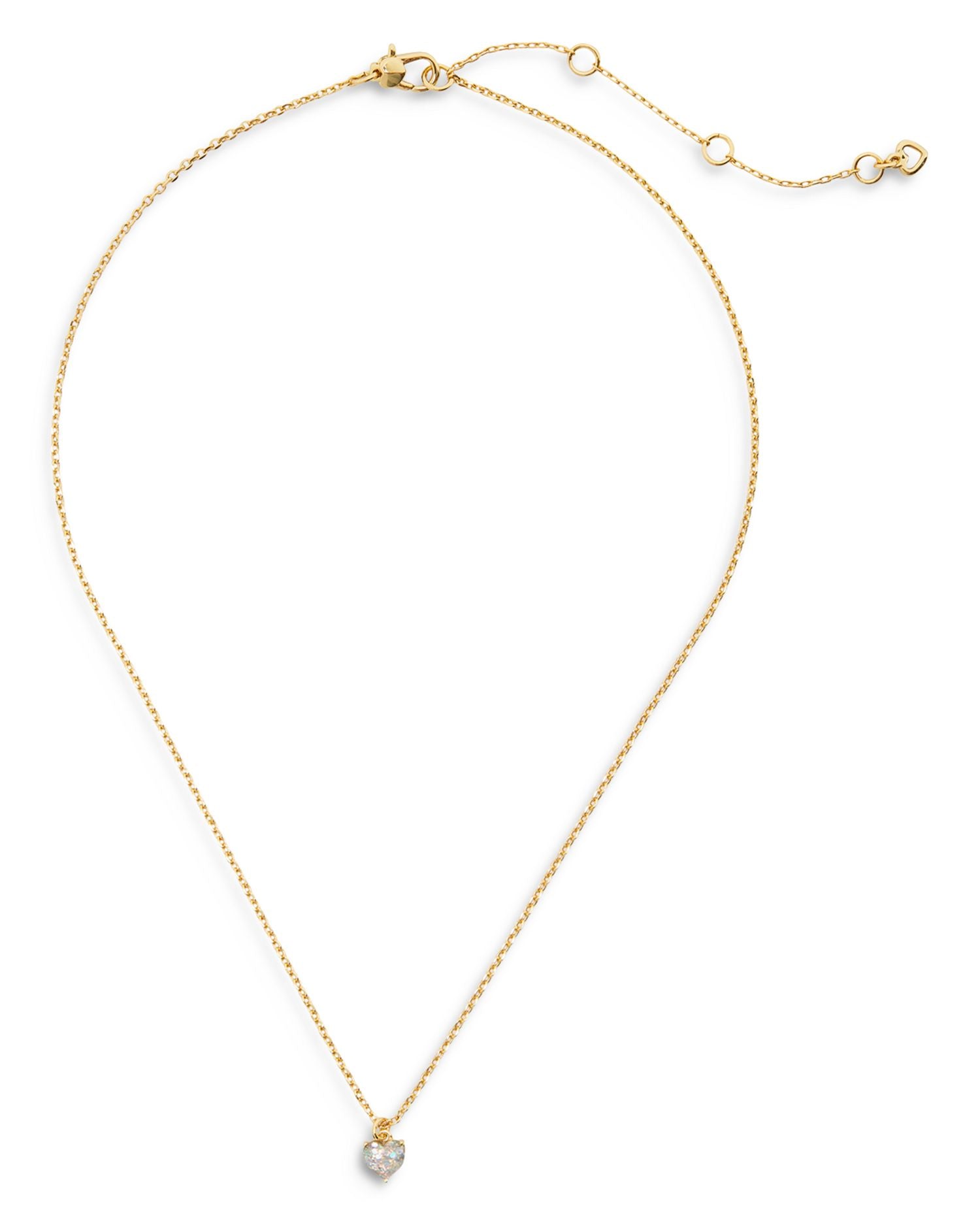 Stone Heart Mini Pendant Necklace in Gold Tone, 16'-19'