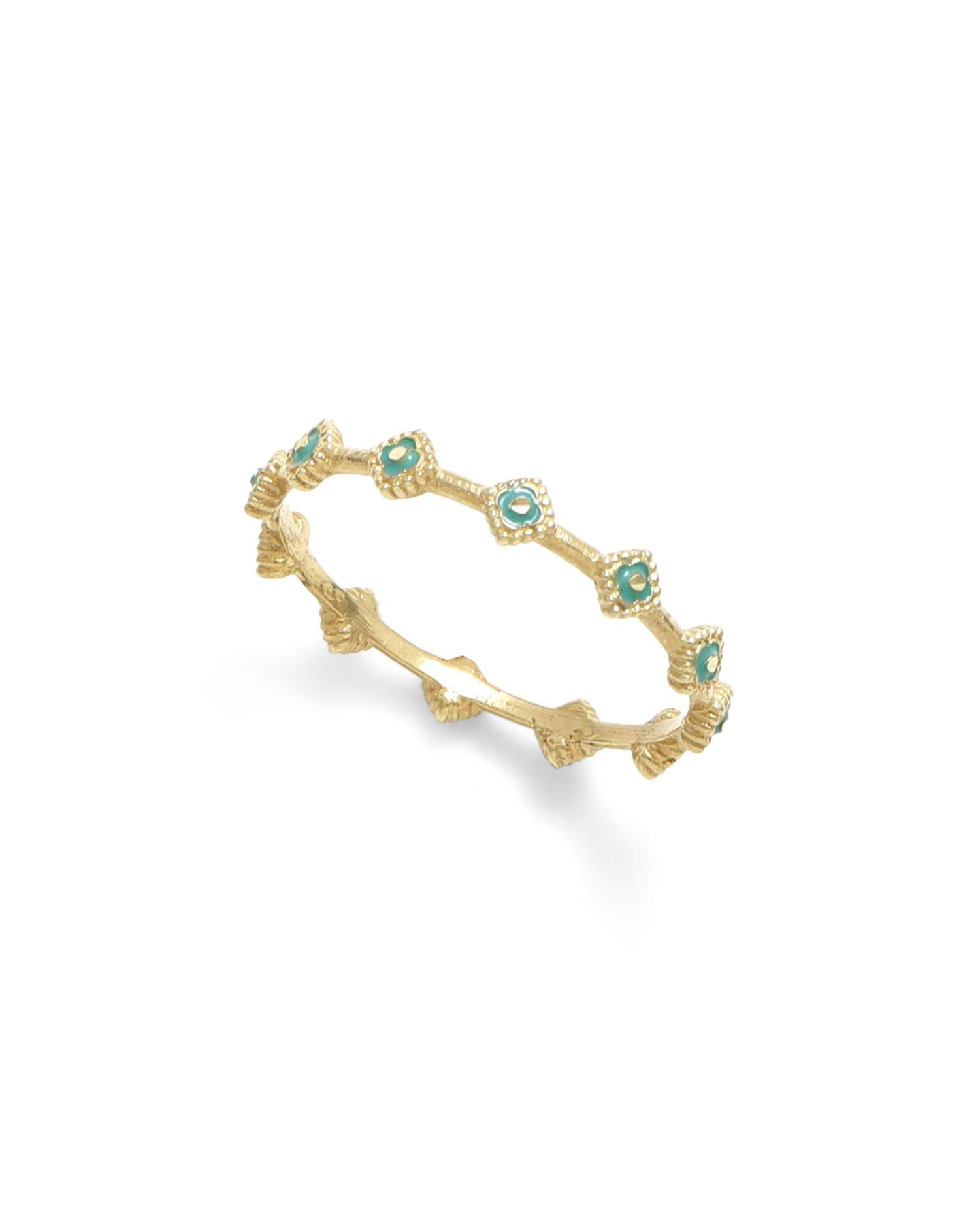 14K Yellow Gold Turquoise Enamel Ring