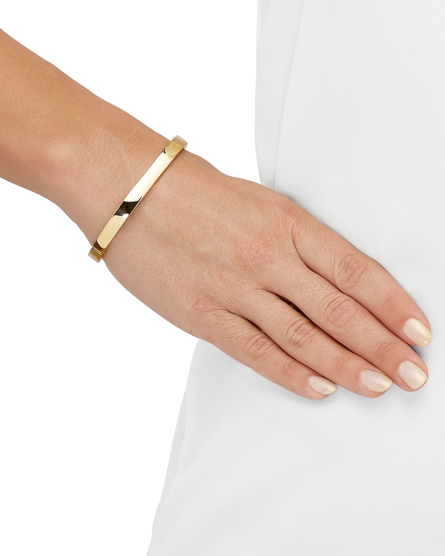 14K Yellow Gold Cushion Hinged Bangle Bracelet