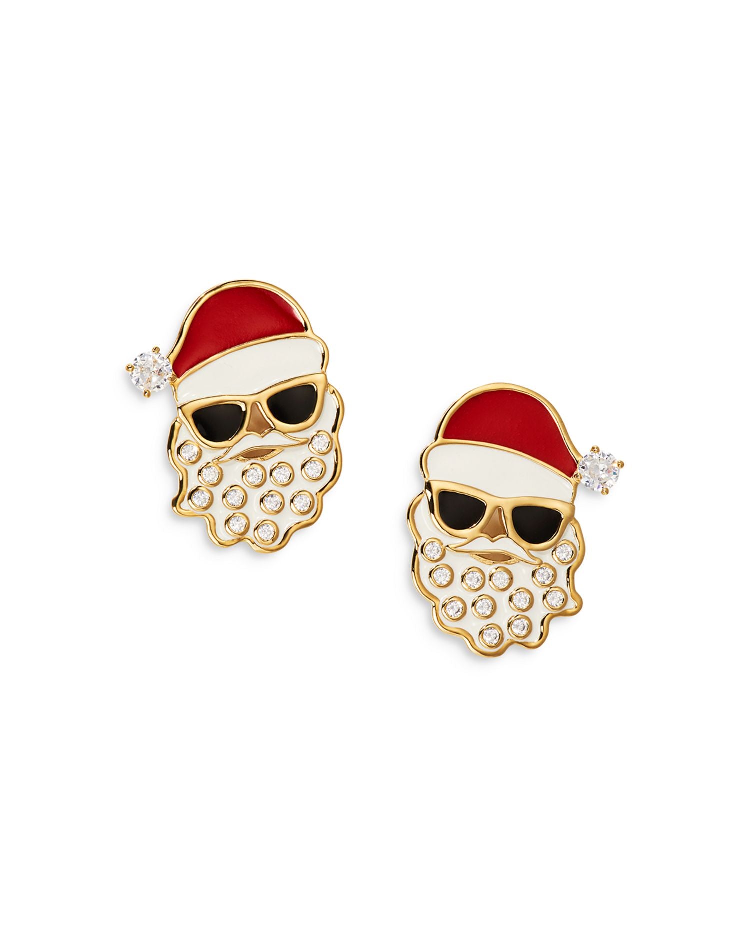 Holi-Daze Pavé Santa Stud Earrings in 18K Gold Plated