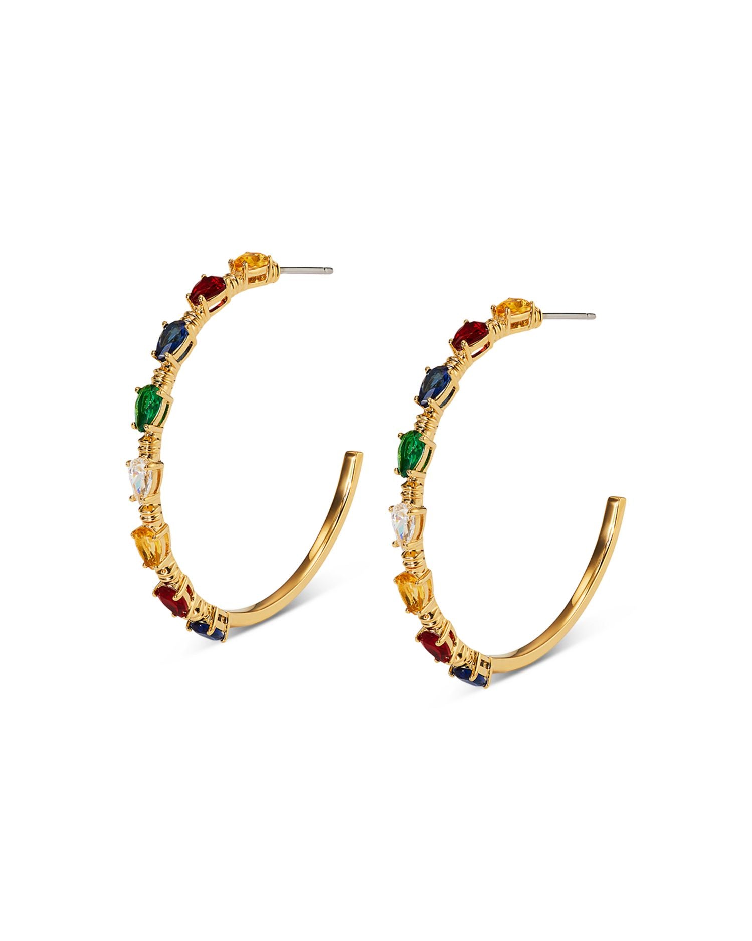 Holi-Daze Multicolor Stone Bulb Hoop Earrings in 18K Gold Plated