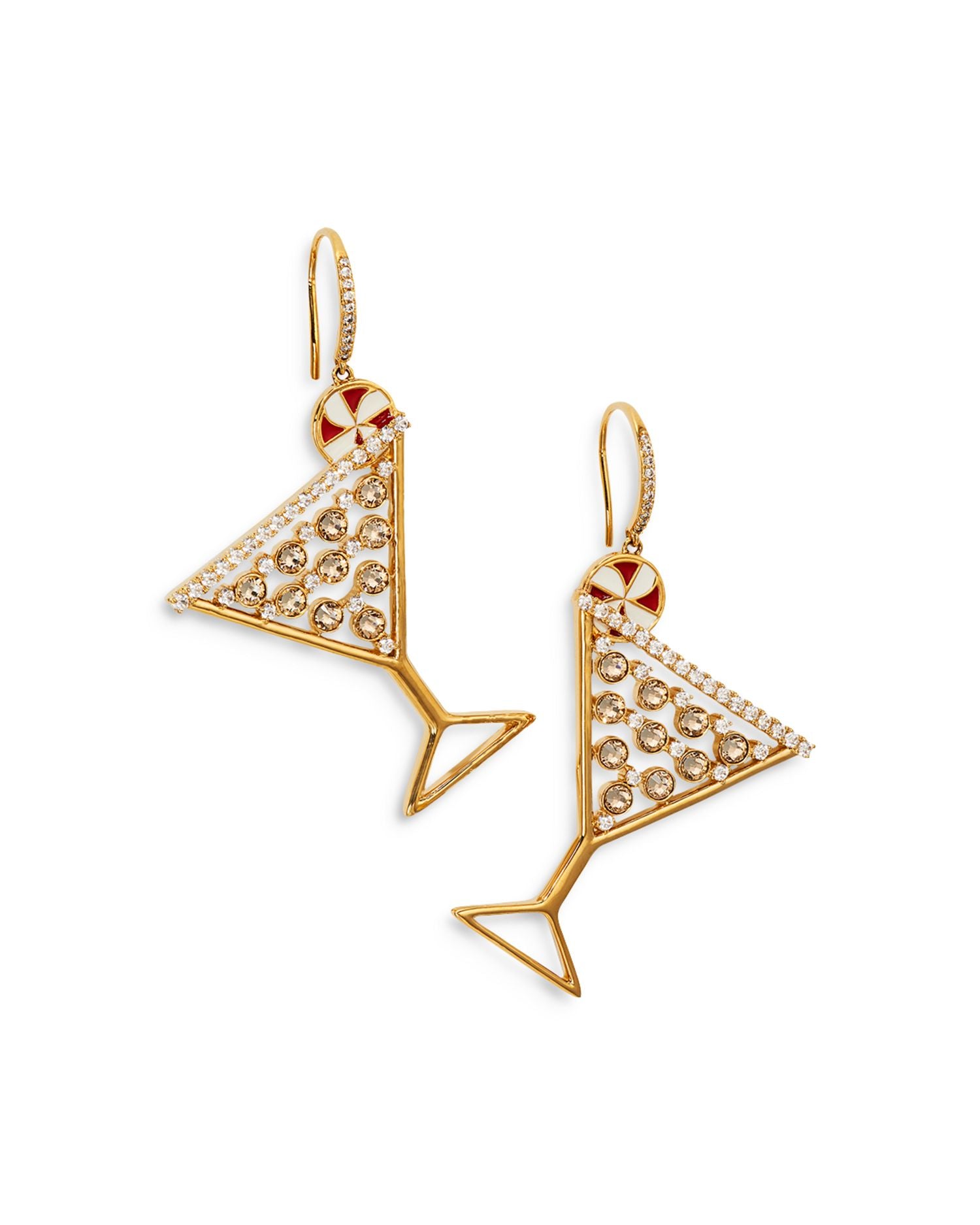 Holi-Daze Cubic Zirconia Peppermint Cosmo Drop Earrings in 18K Gold Plated