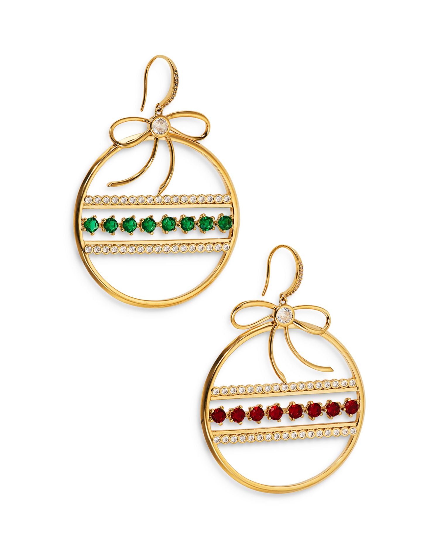 Holi-Daze Pave & Color Crystal Ornament Drop Earrings in 18K Gold Plated