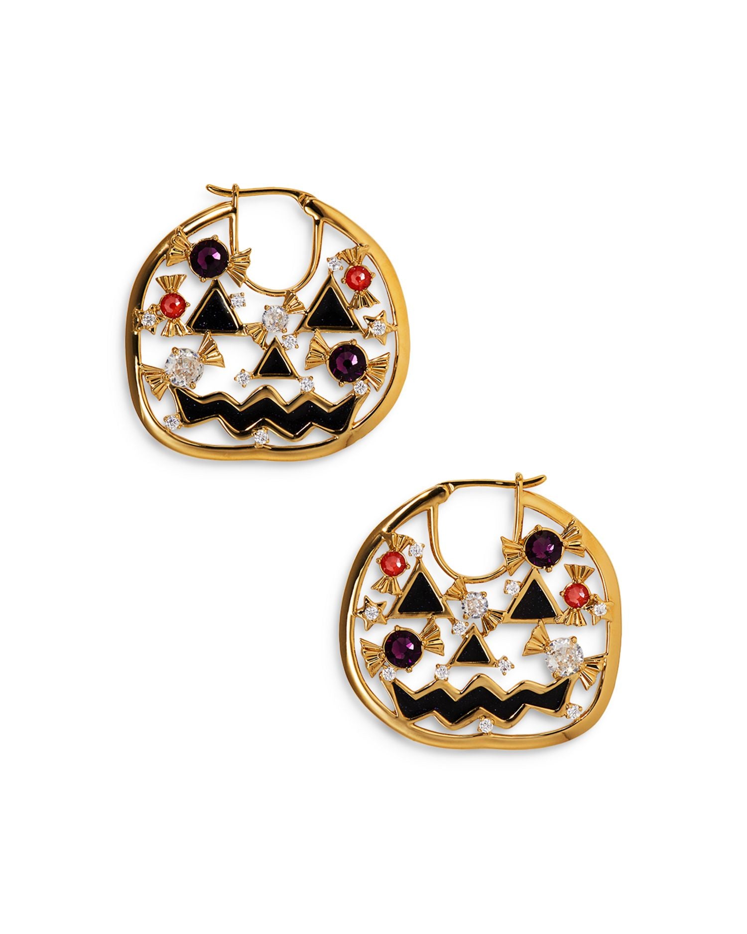 Haunt Couture Jack O' Lantern Hoop Earrings in 18K Gold Plated
