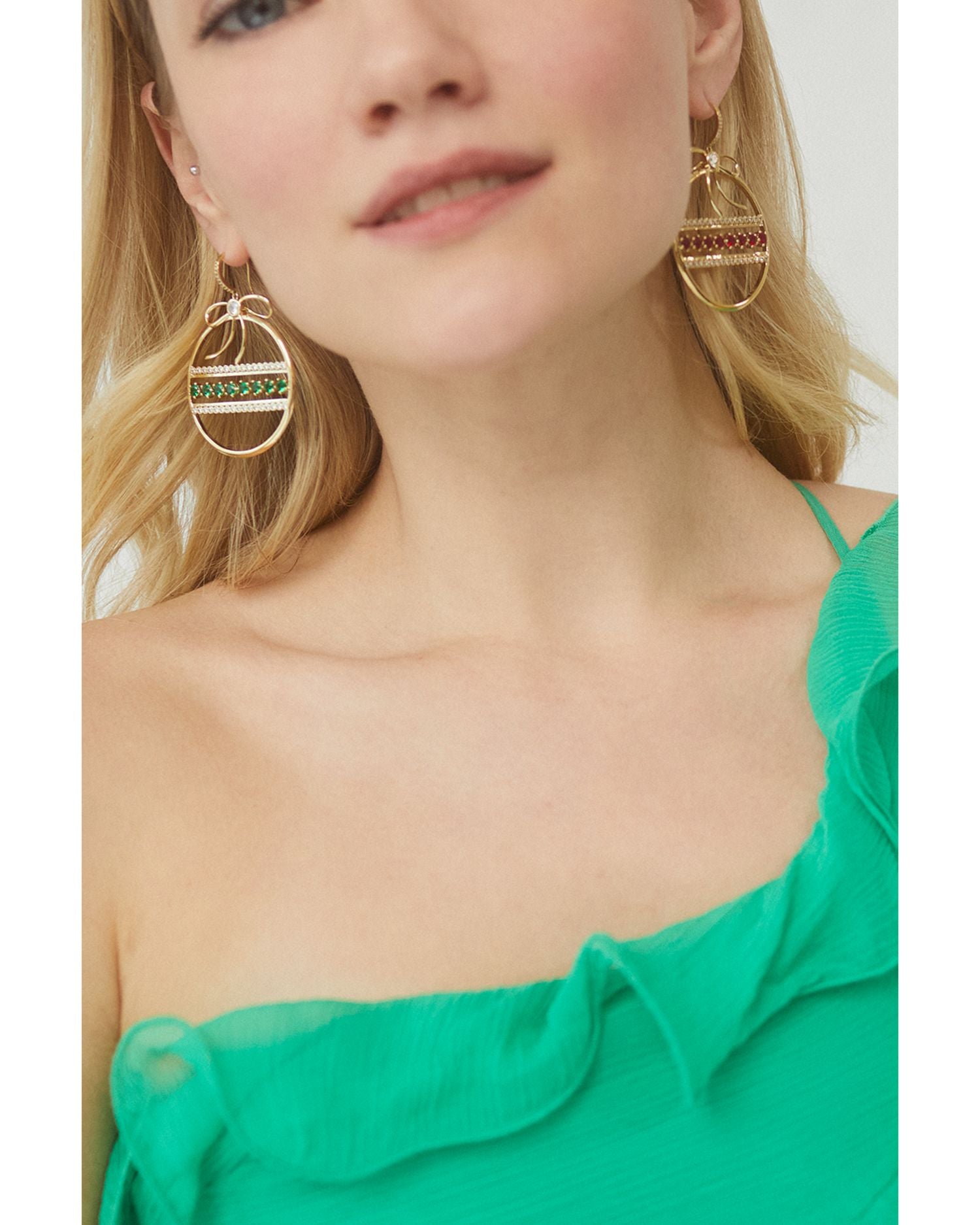 Holi-Daze Pave & Color Crystal Ornament Drop Earrings in 18K Gold Plated