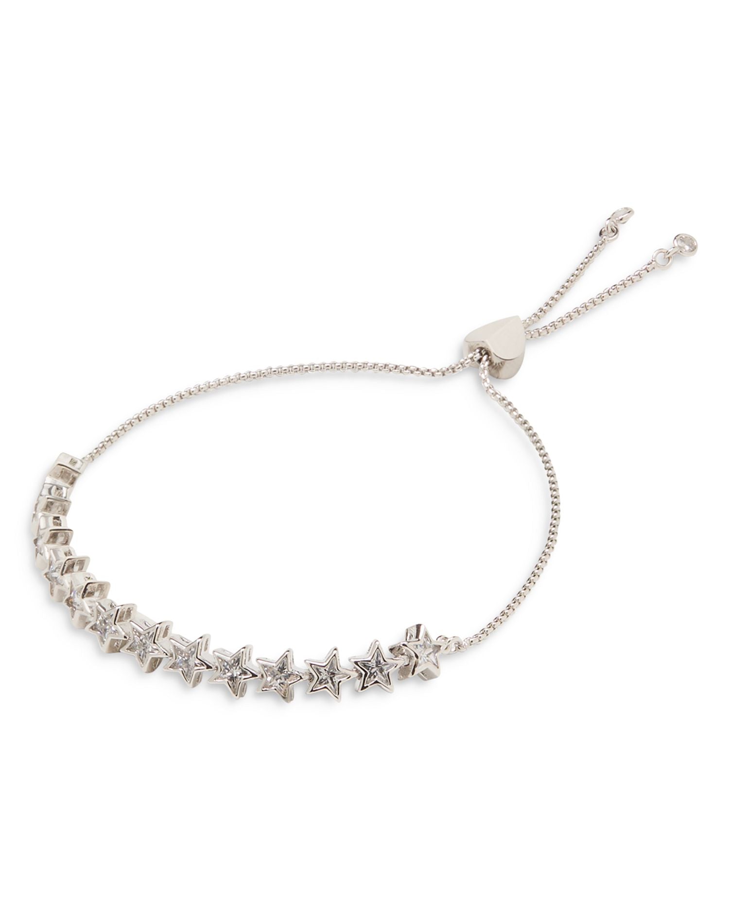 Star Cubic Zirconia Tennis Slider Bracelet in Silver Tone