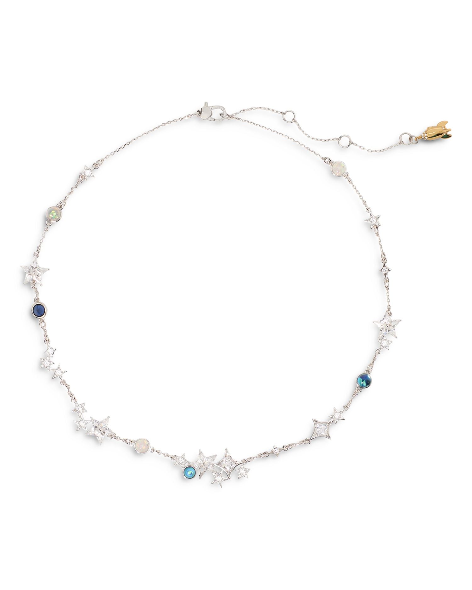 Mixed Stone Star Collar Necklace in Silver Tone, 16'-19'
