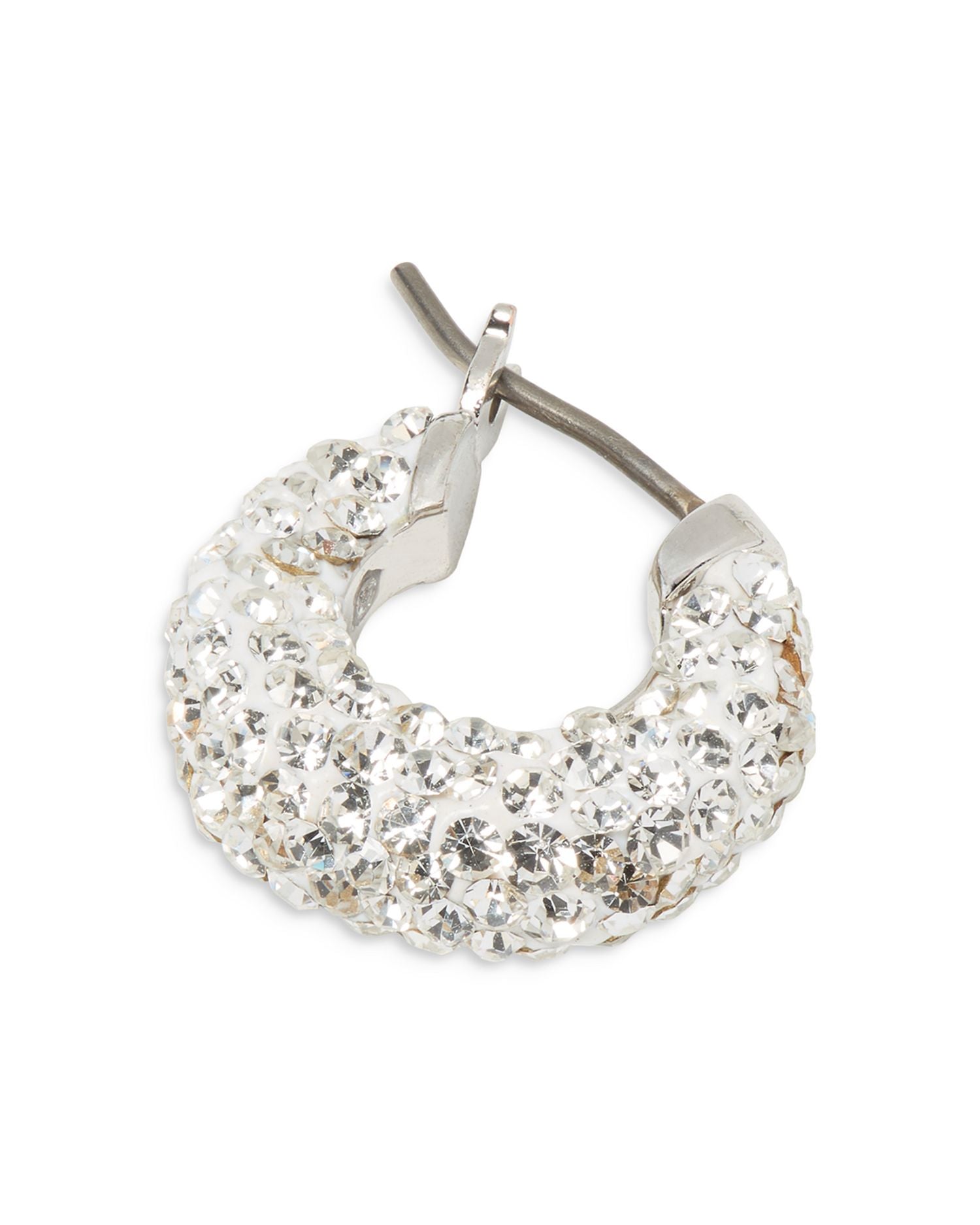 Pavé Huggie Hoop Earrings in Silver Tone