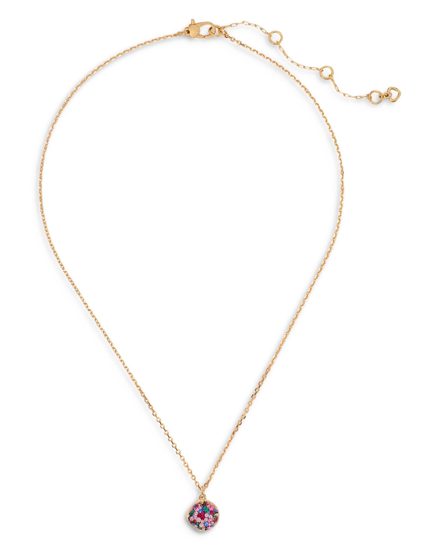 Multicolor Pavé Mini Pendant Necklace in Gold Tone, 16'-19'
