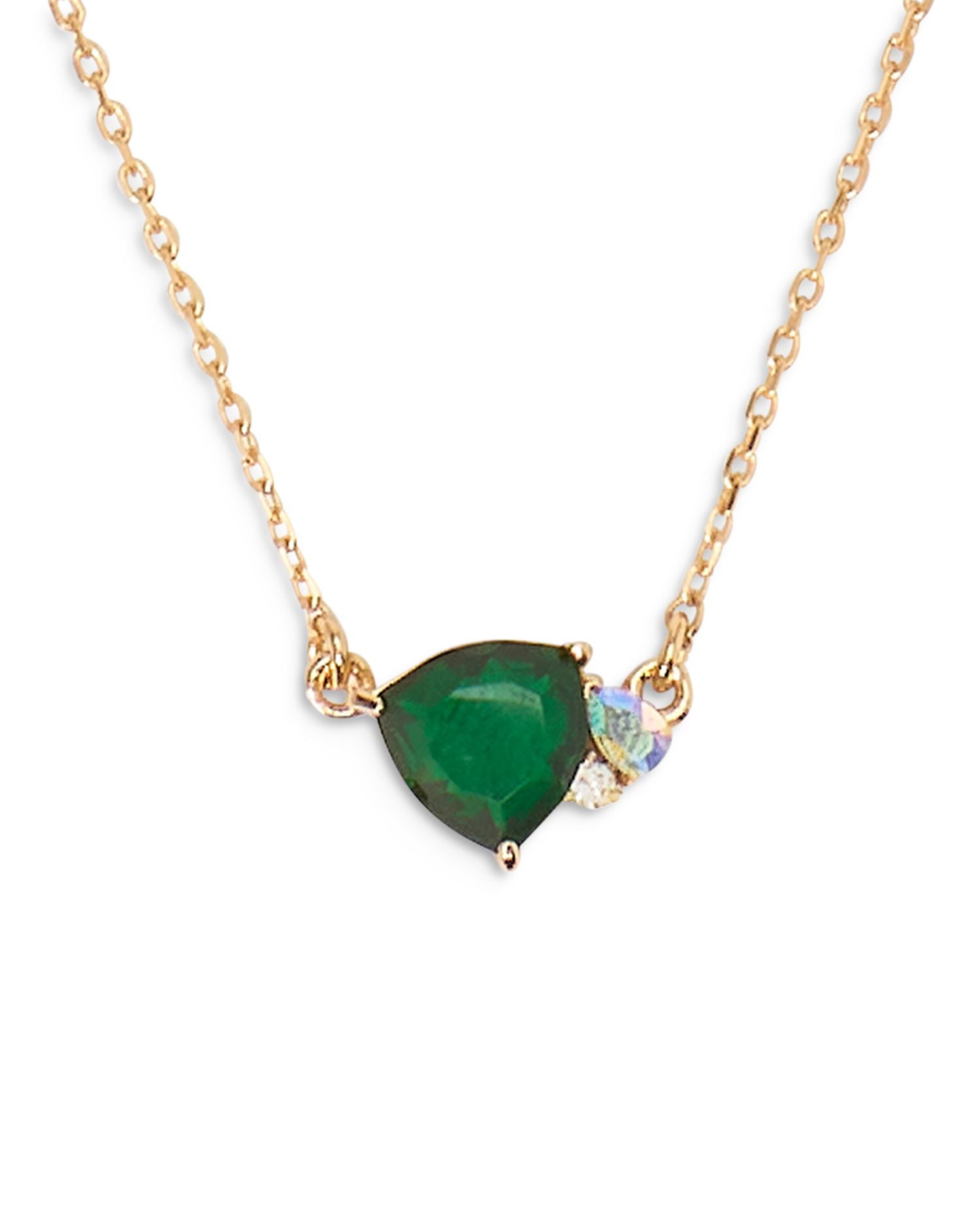 Mixed Stone Pendant Necklace in Gold Tone, 16'-19'