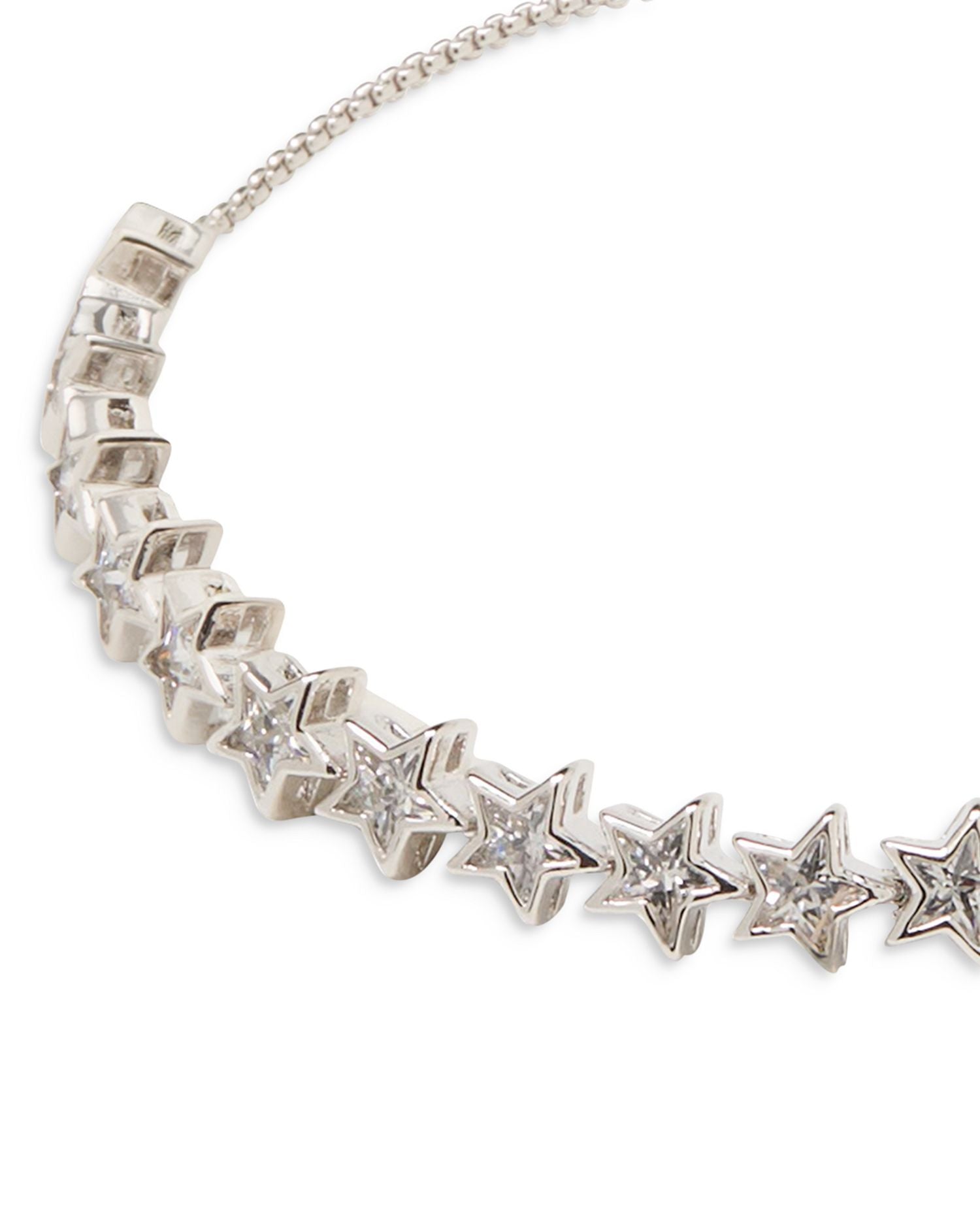 Star Cubic Zirconia Tennis Slider Bracelet in Silver Tone