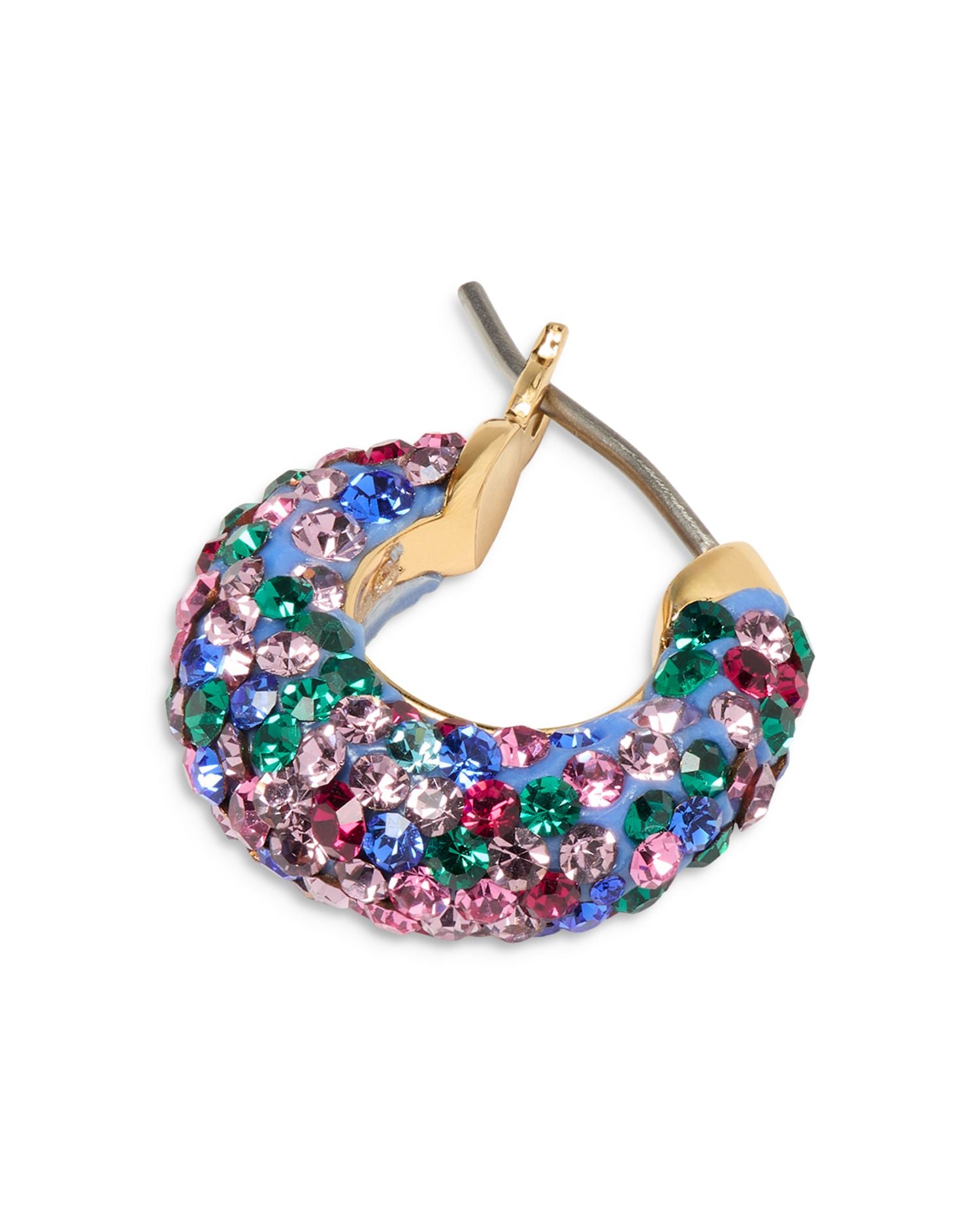 Multicolor Pavé Huggie Hoop Earrings in Gold Tone