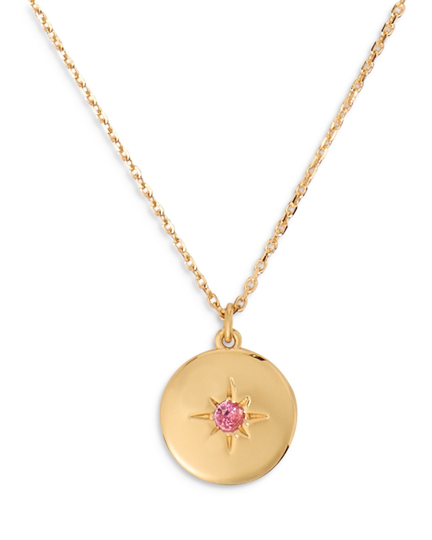 Pink Pavé Star Medallion Pendant Necklace in Gold Tone, 16'-19'