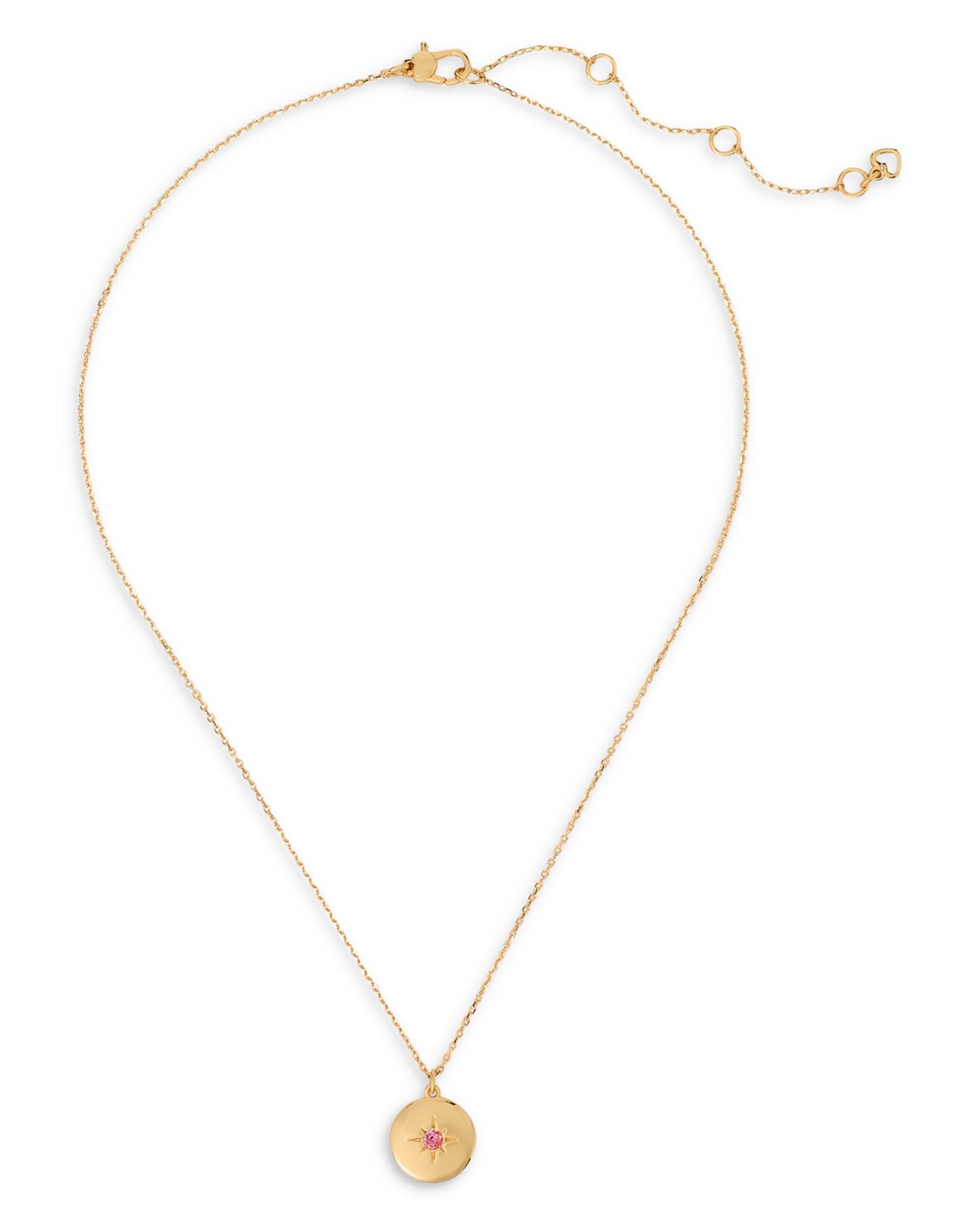 Pink Pavé Star Medallion Pendant Necklace in Gold Tone, 16'-19'
