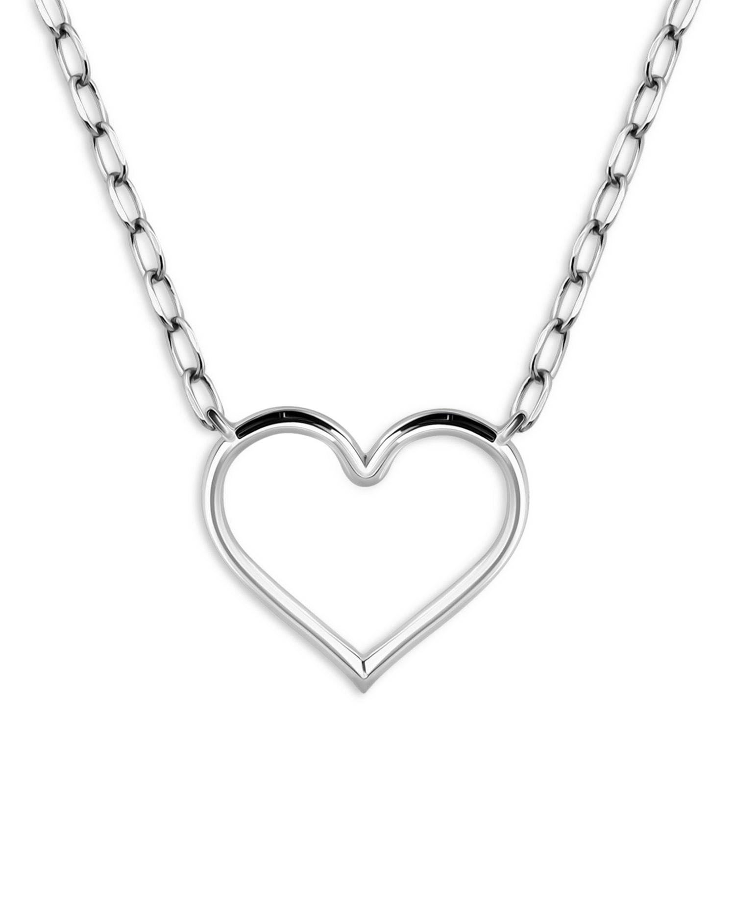Open Heart Paperclip Chain Pendant Necklace in Sterling Silver, 16'-18' - Exclusive