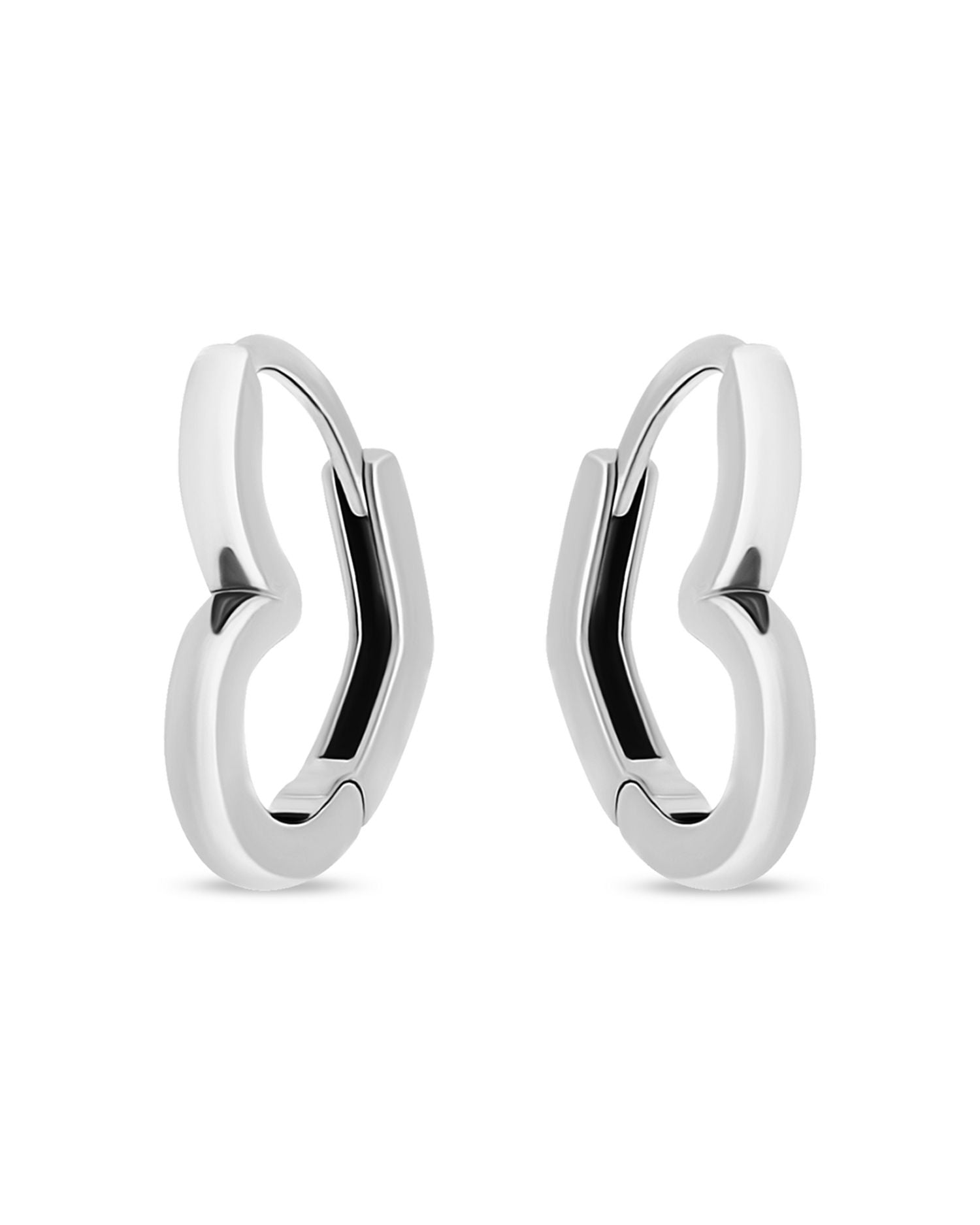 Open Heart Huggie Hoop Earrings in Sterling Silver - Exclusive