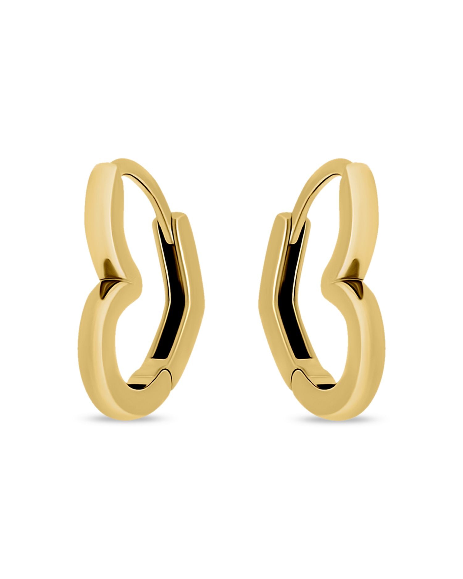 Open Heart Huggie Hoop Earrings in 18K Gold Plated Sterling Silver - Exclusive