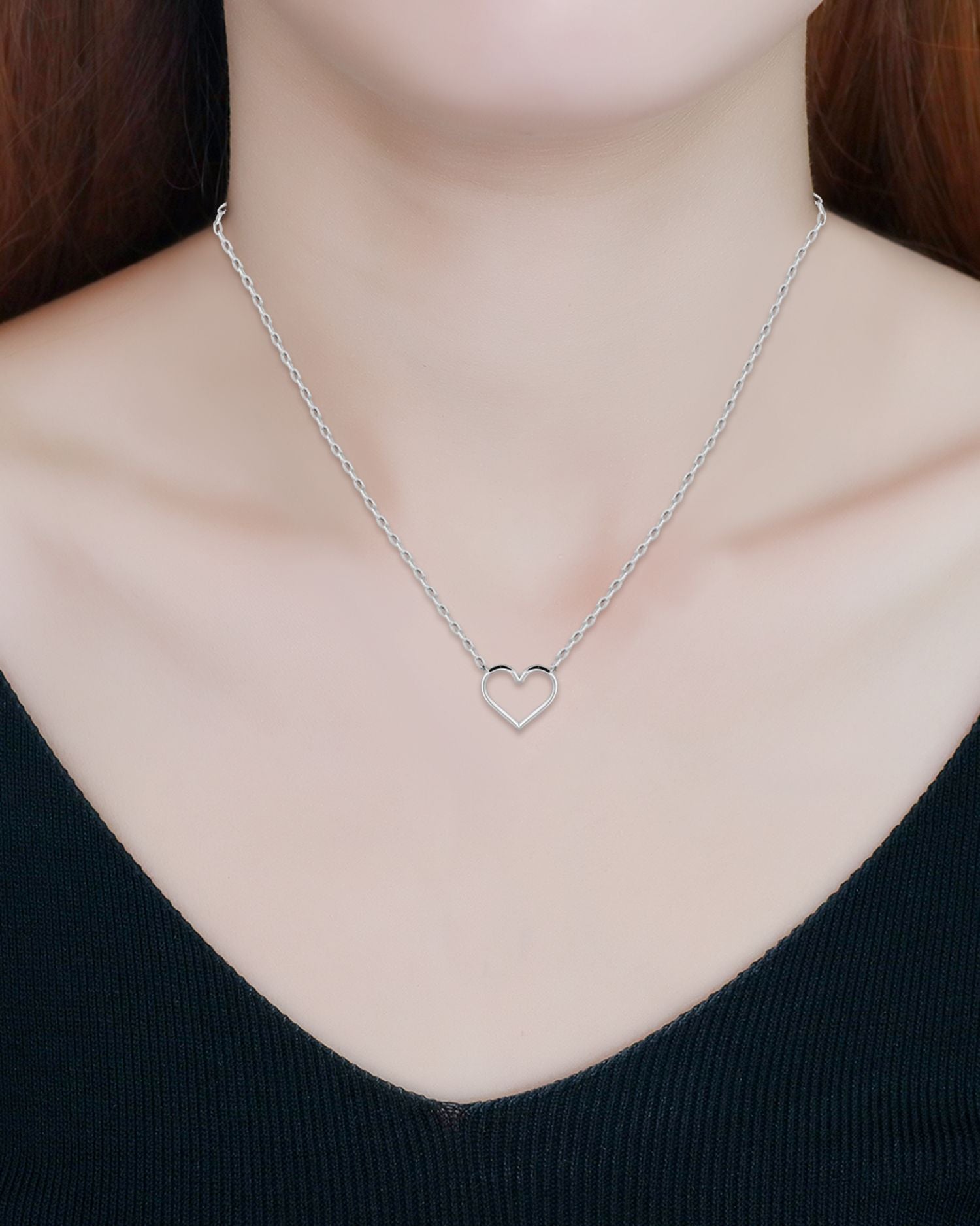 Open Heart Paperclip Chain Pendant Necklace in Sterling Silver, 16'-18' - Exclusive