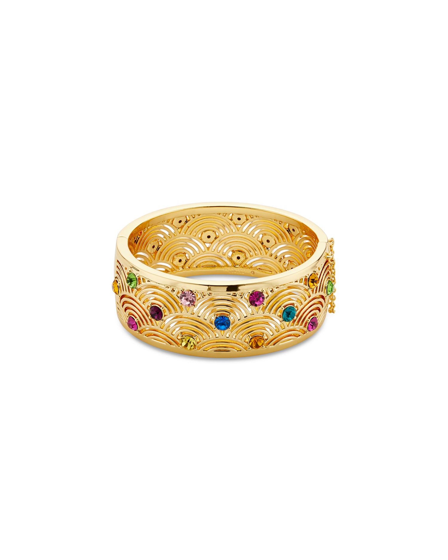 Signature Southbank Multicolor Crystal Textured Bangle Bracelet in Gold Tone