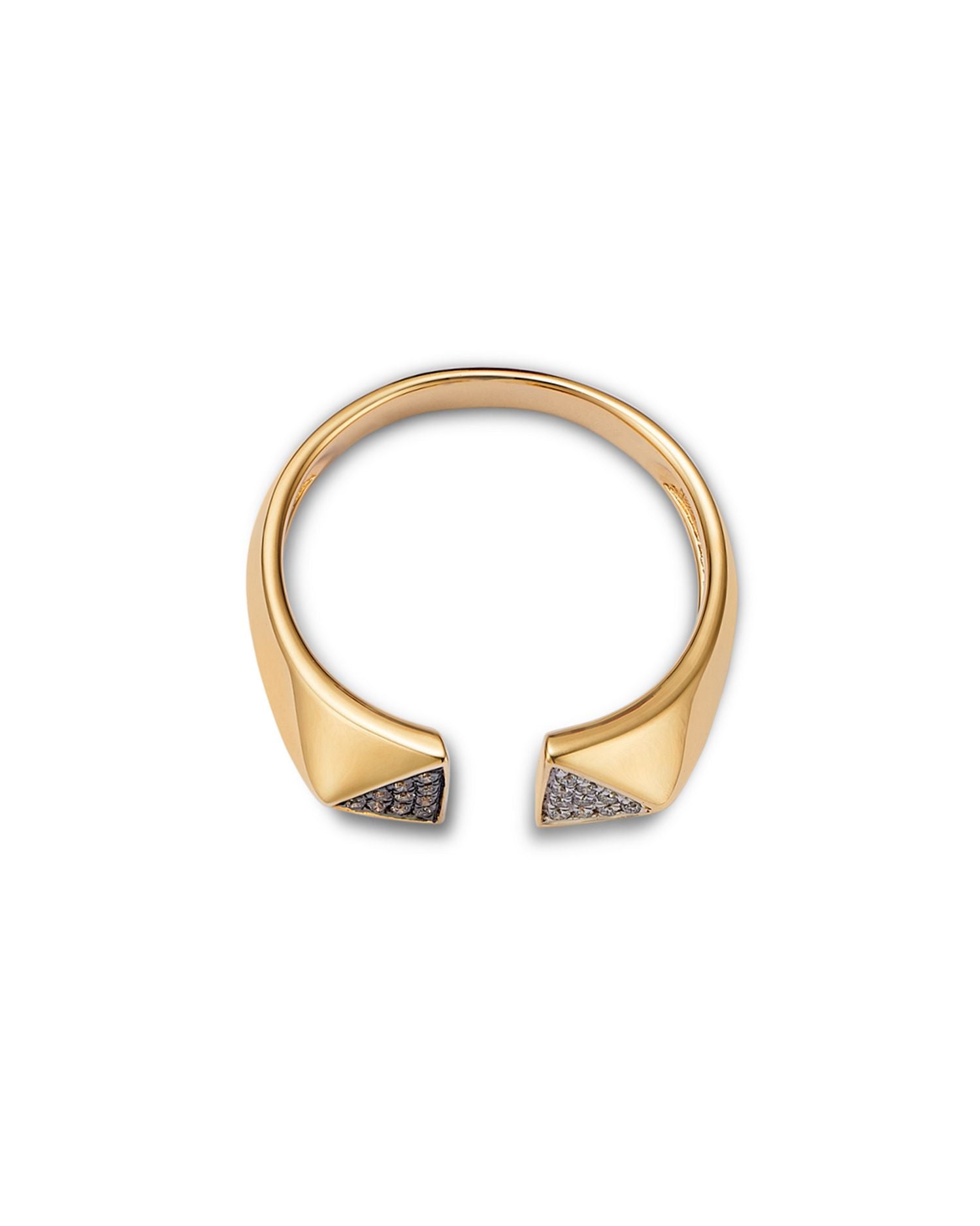 Diamond White & Brown Diamond Cuff Ring in 14K Yellow Gold, 0.06 ct. t.w.
