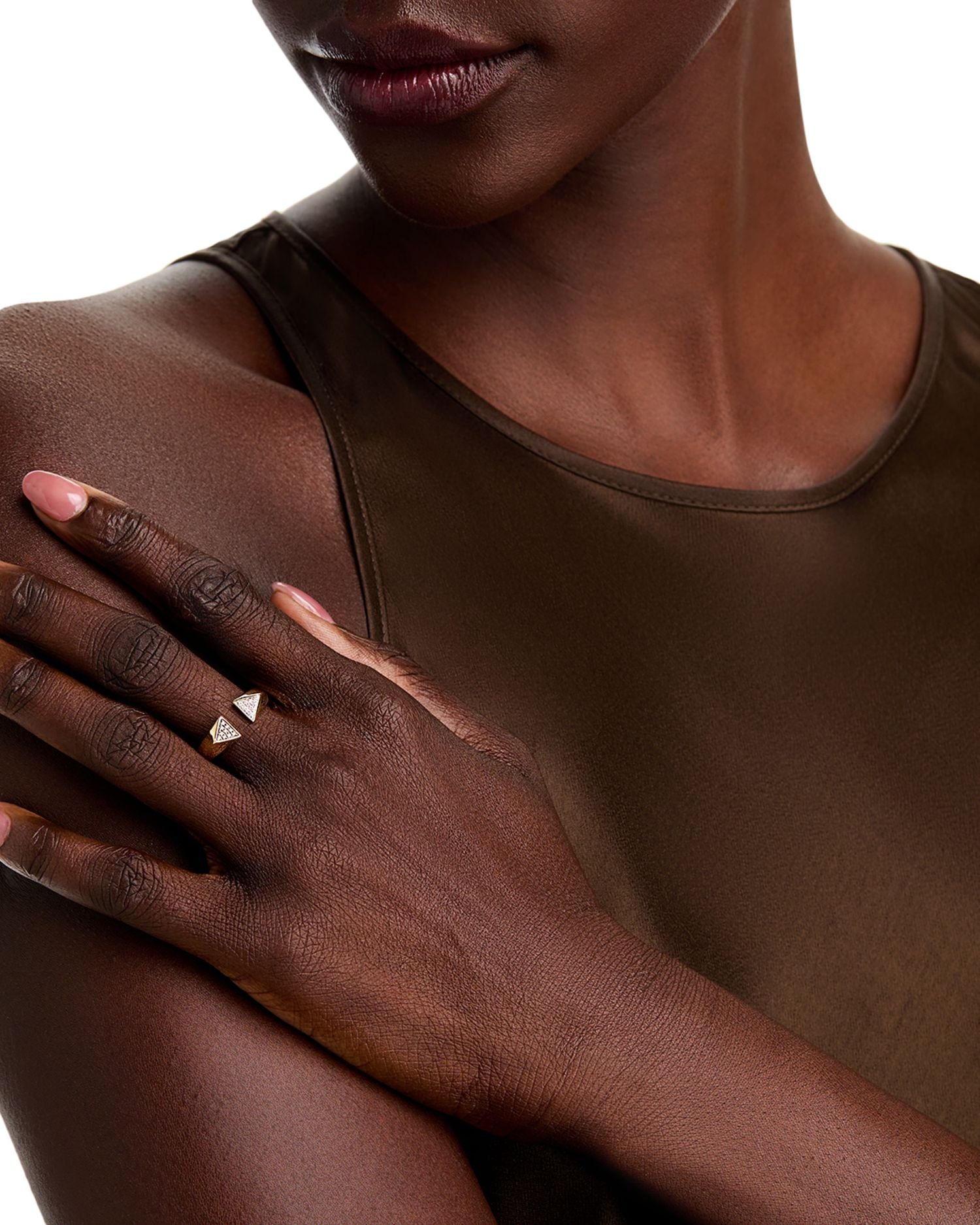 Diamond White & Brown Diamond Cuff Ring in 14K Yellow Gold, 0.06 ct. t.w.