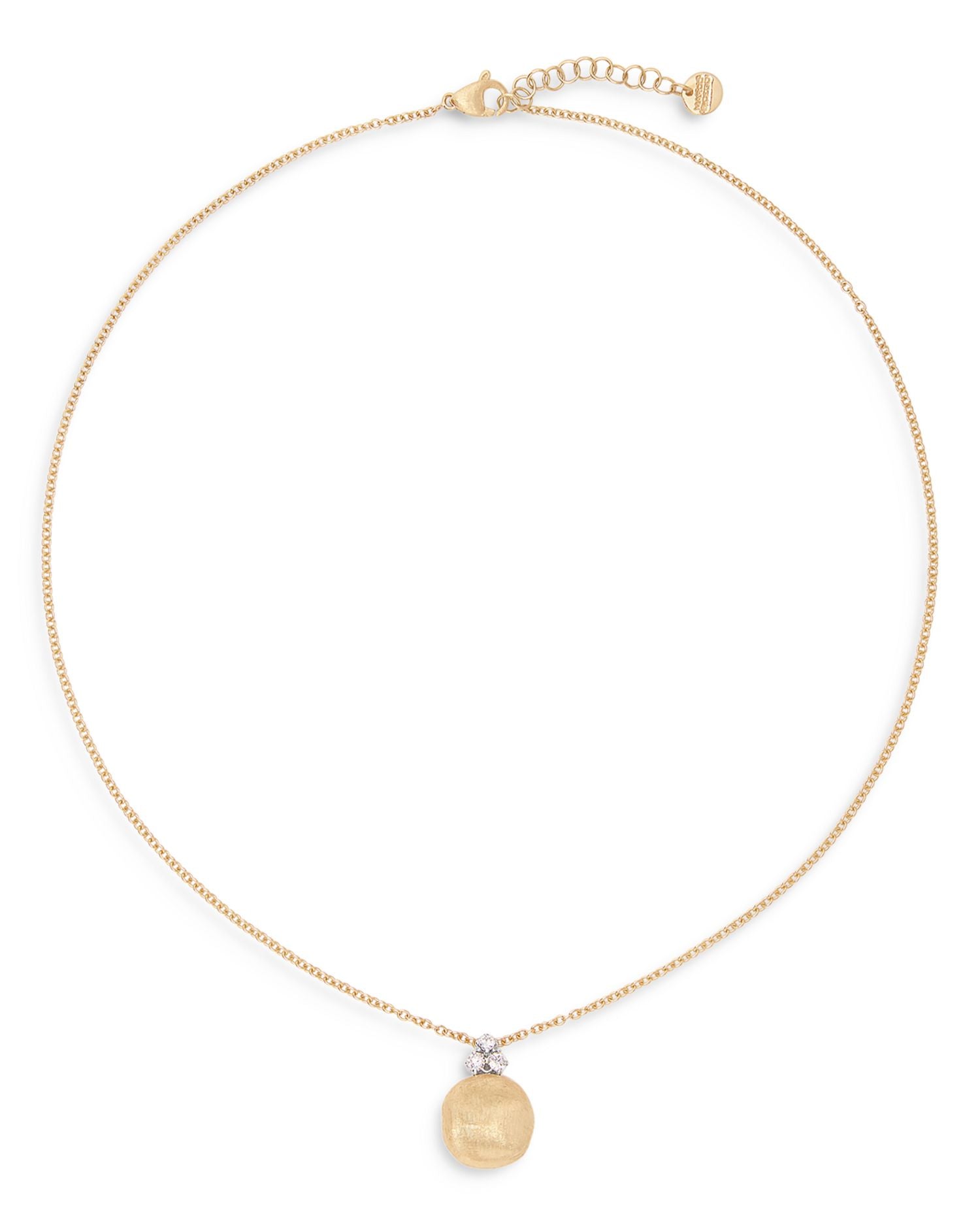 18K White & Yellow Gold Africa Diamond Cluster Textured Bead Pendant Necklace, 16.5-18'