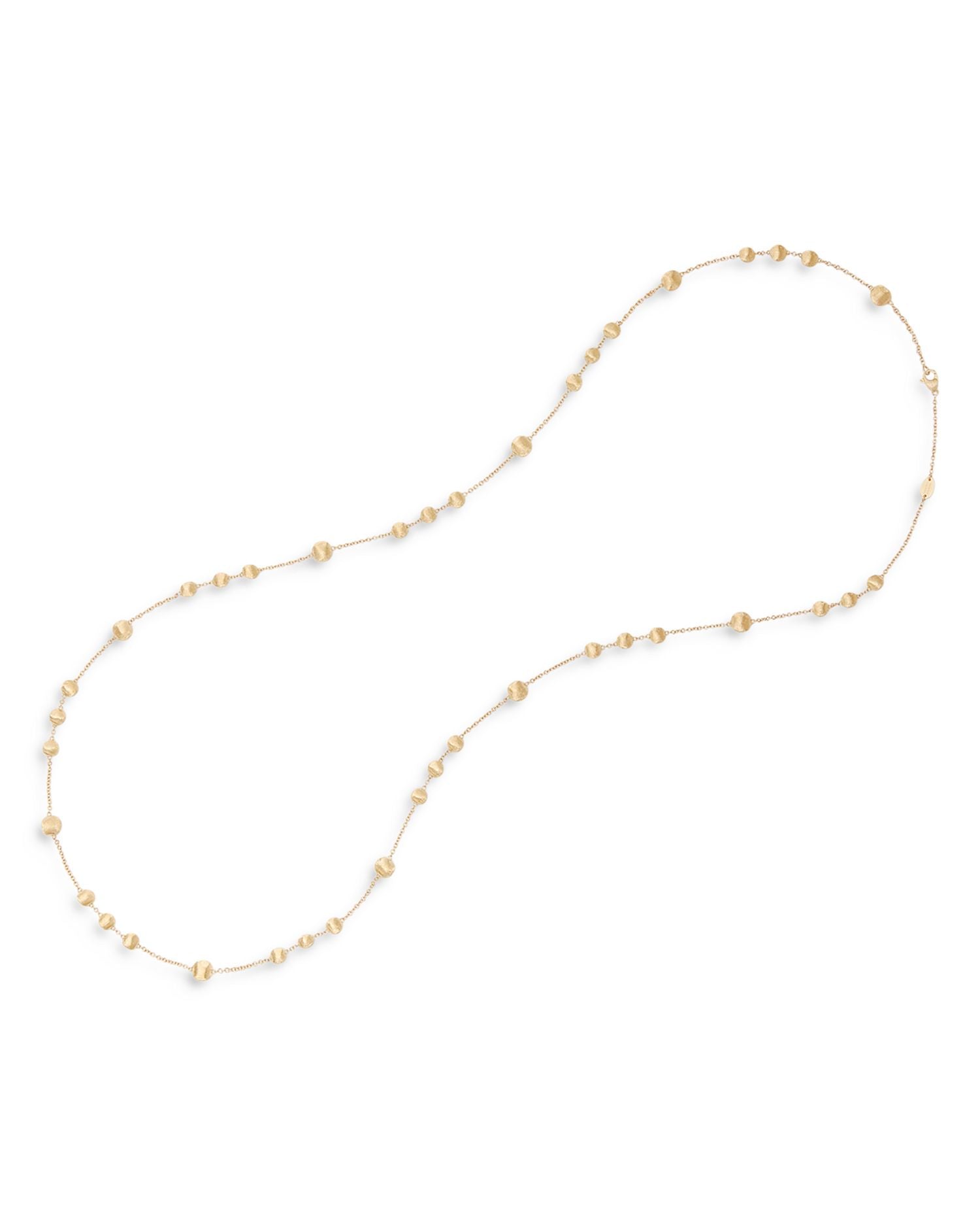 18K Yellow Gold Africa Textured Bead Long Strand Necklace, 36"