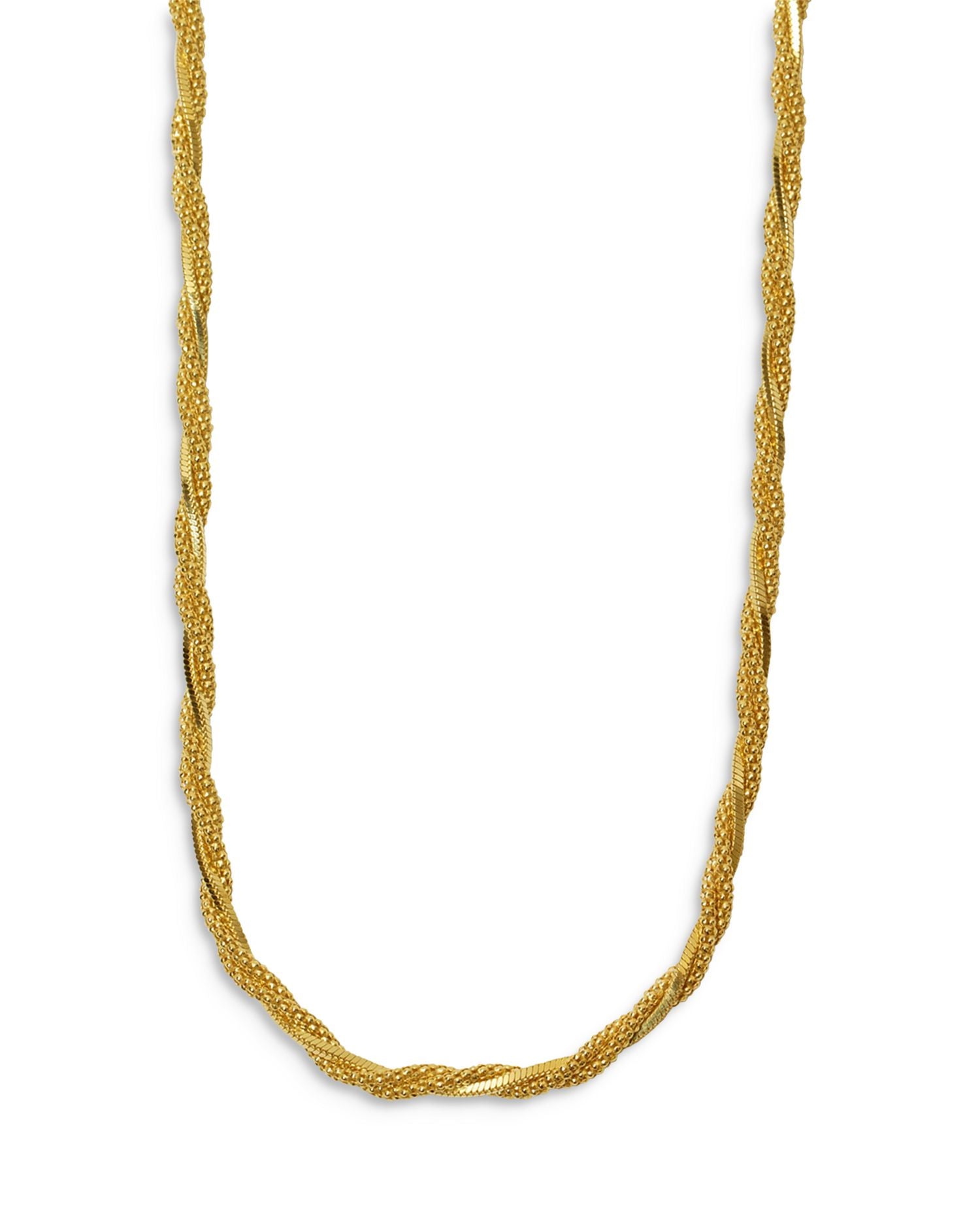 Twisted Mixed Chain Thick Collar Necklace in 18K Gold Plated Sterling Silver, 16'-18'