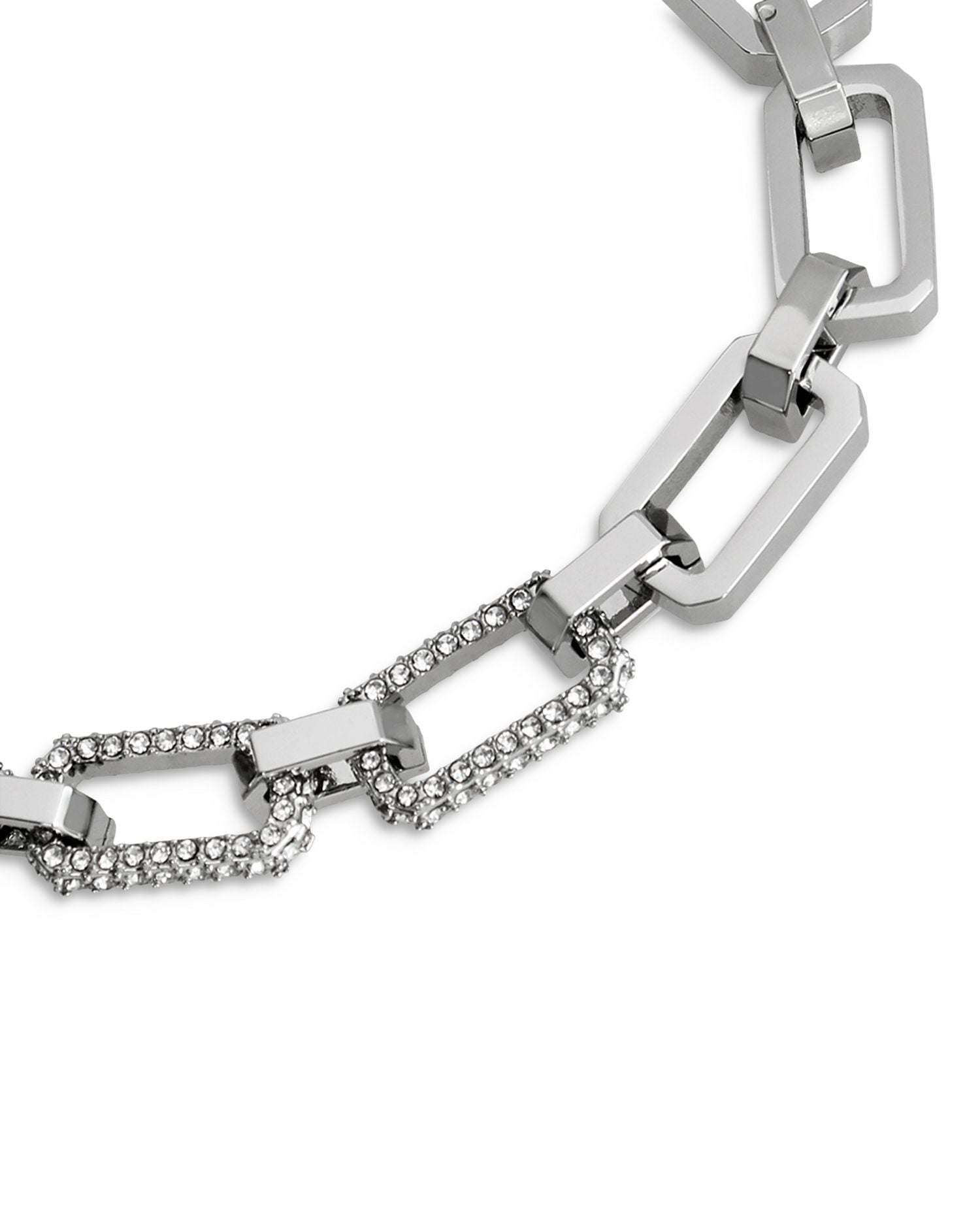Pavé Geometric Link Bracelet in Rhodium Plated