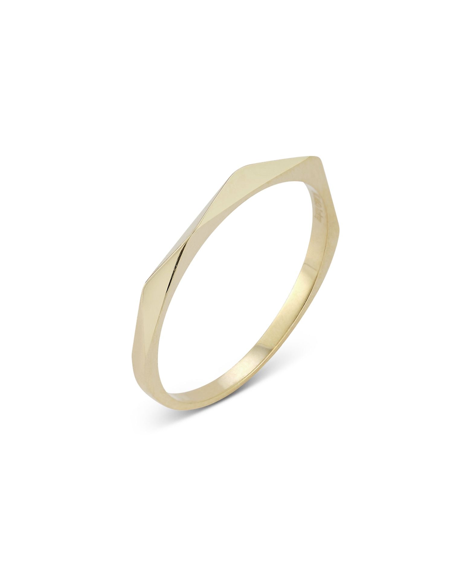 14K Yellow Gold Angle Stack Ring