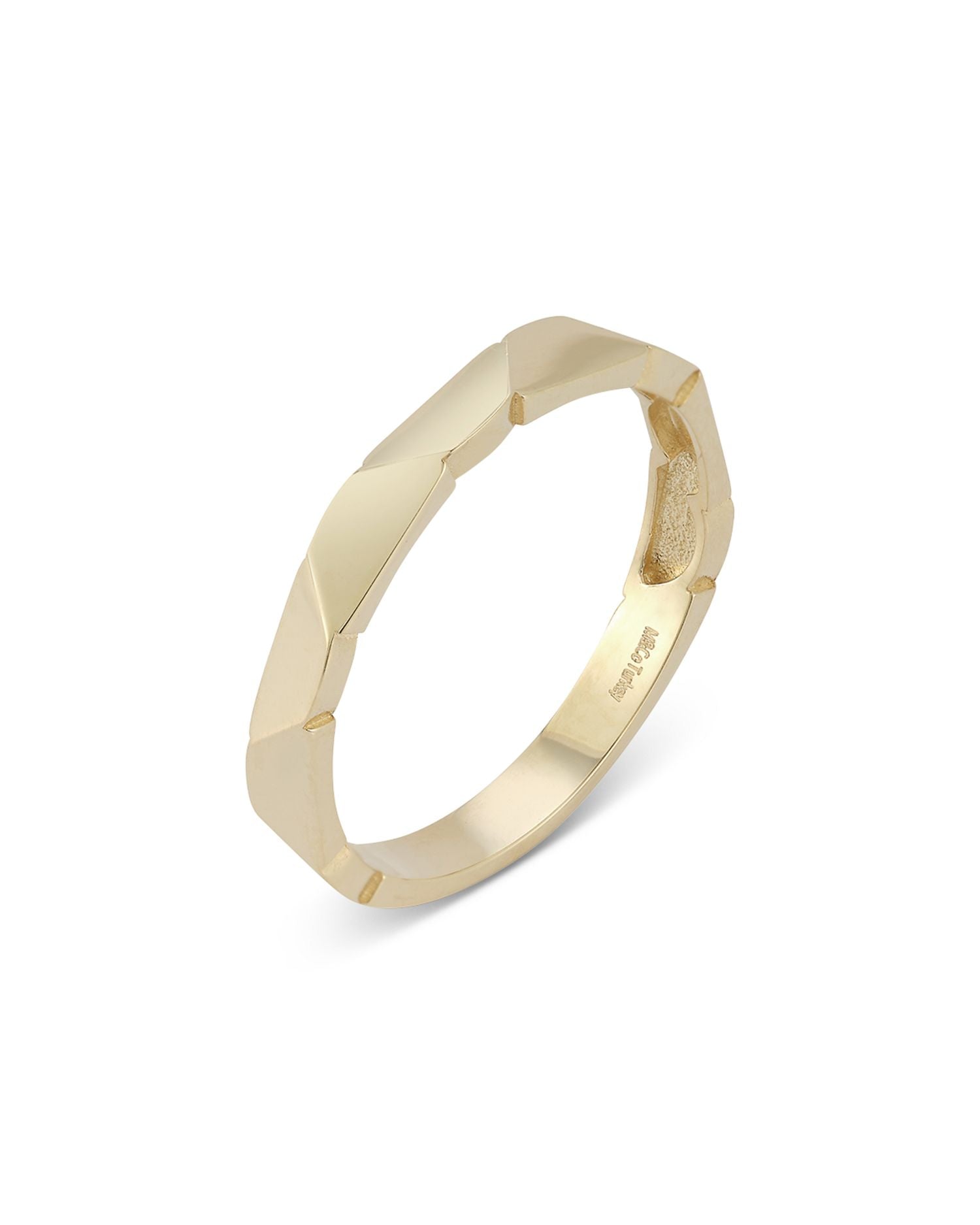 14K Yellow Gold Angle Stack Ring