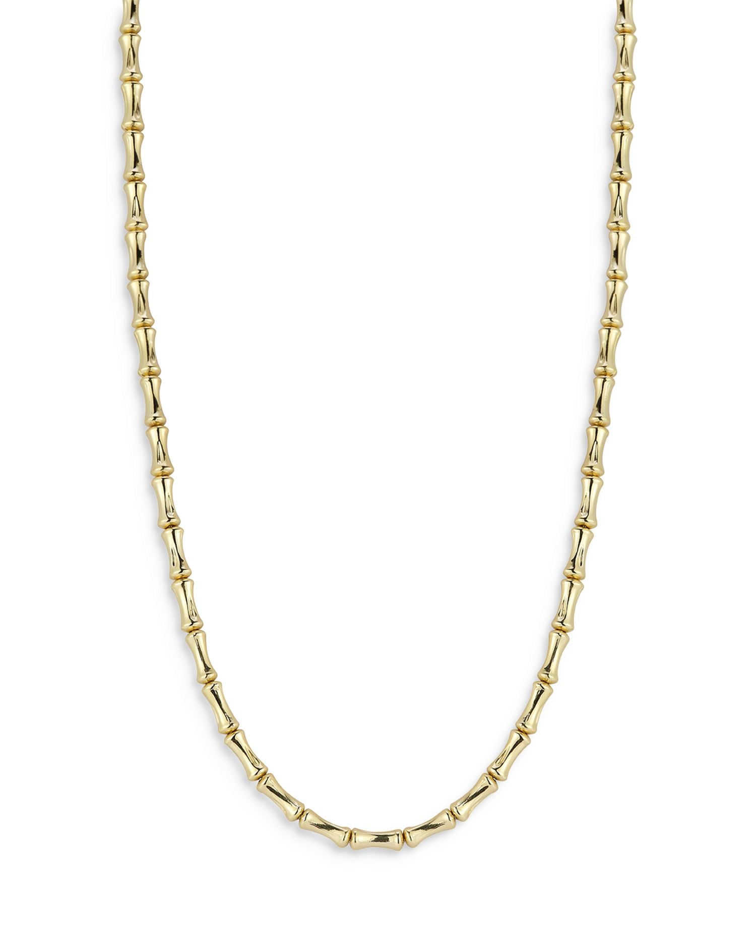 14K Yellow Gold Statement Bamboo Chain Necklace, 16'