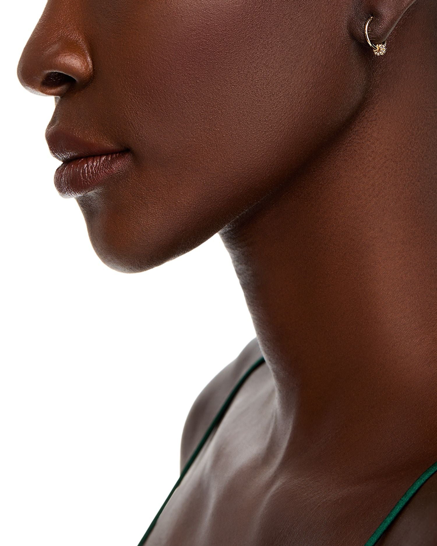 14K Yellow Gold Beaded Small Endless Hoop Earrings