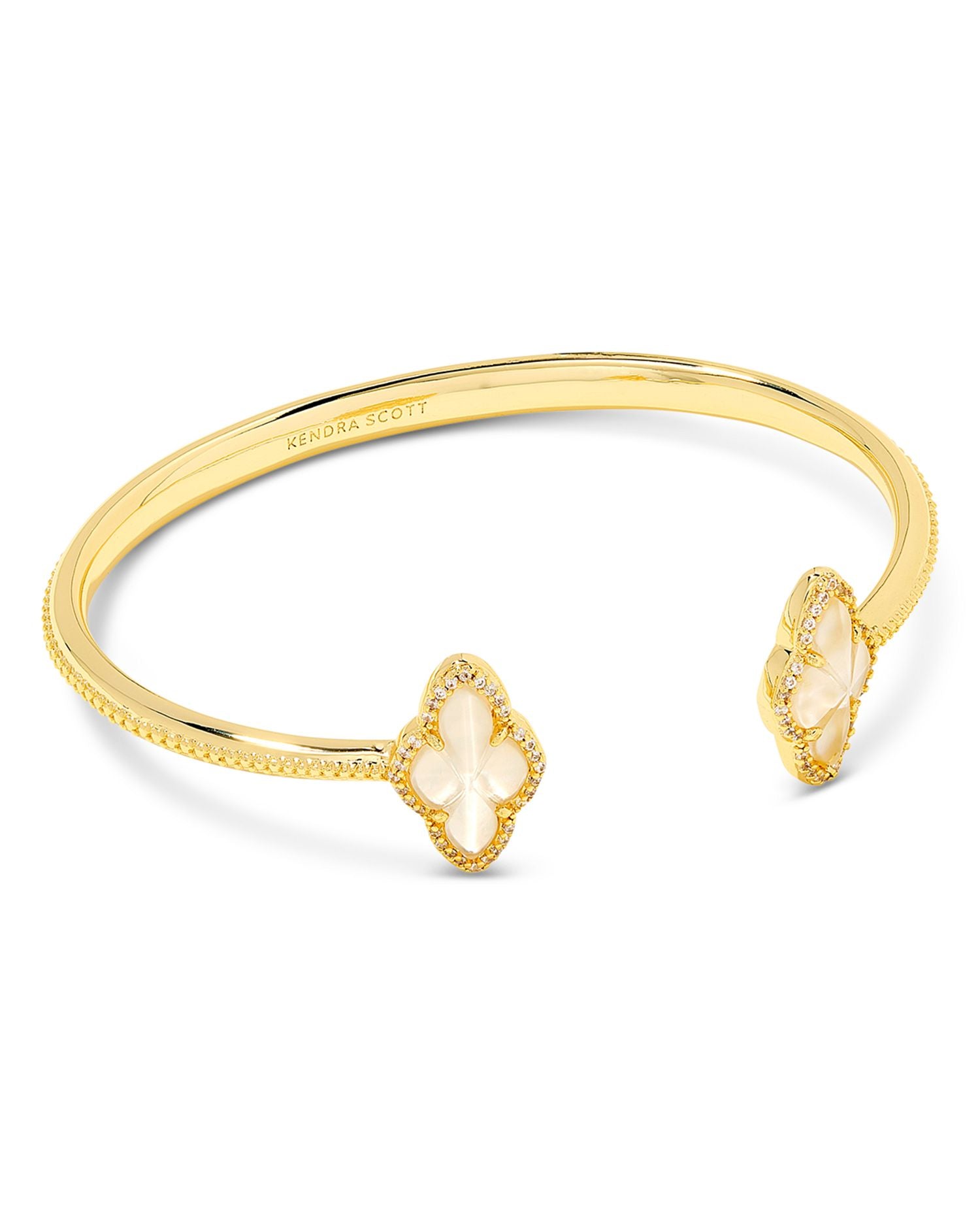 Abbie Pavé Framed Stone Cuff Bracelet in 14K Gold Plated