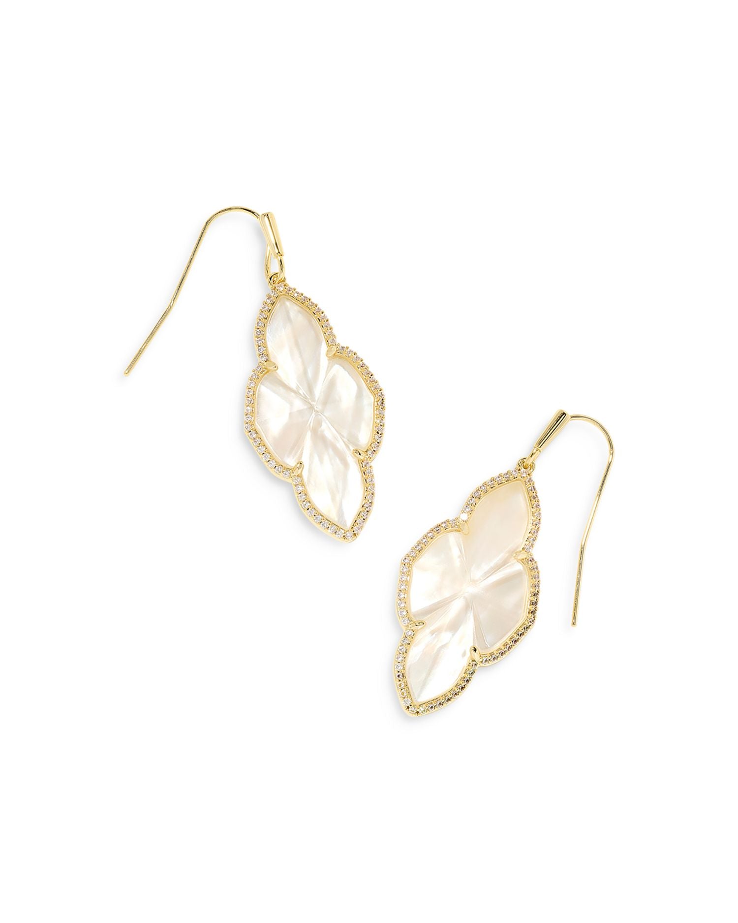 Abbie Pavé Framed Stone Drop Earrings in 14K Gold Plated