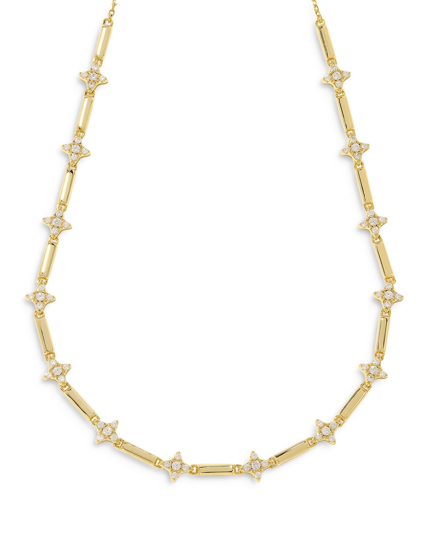 Holland Pavé Star Strand Necklace in 14K Gold Plated, 18'-23'