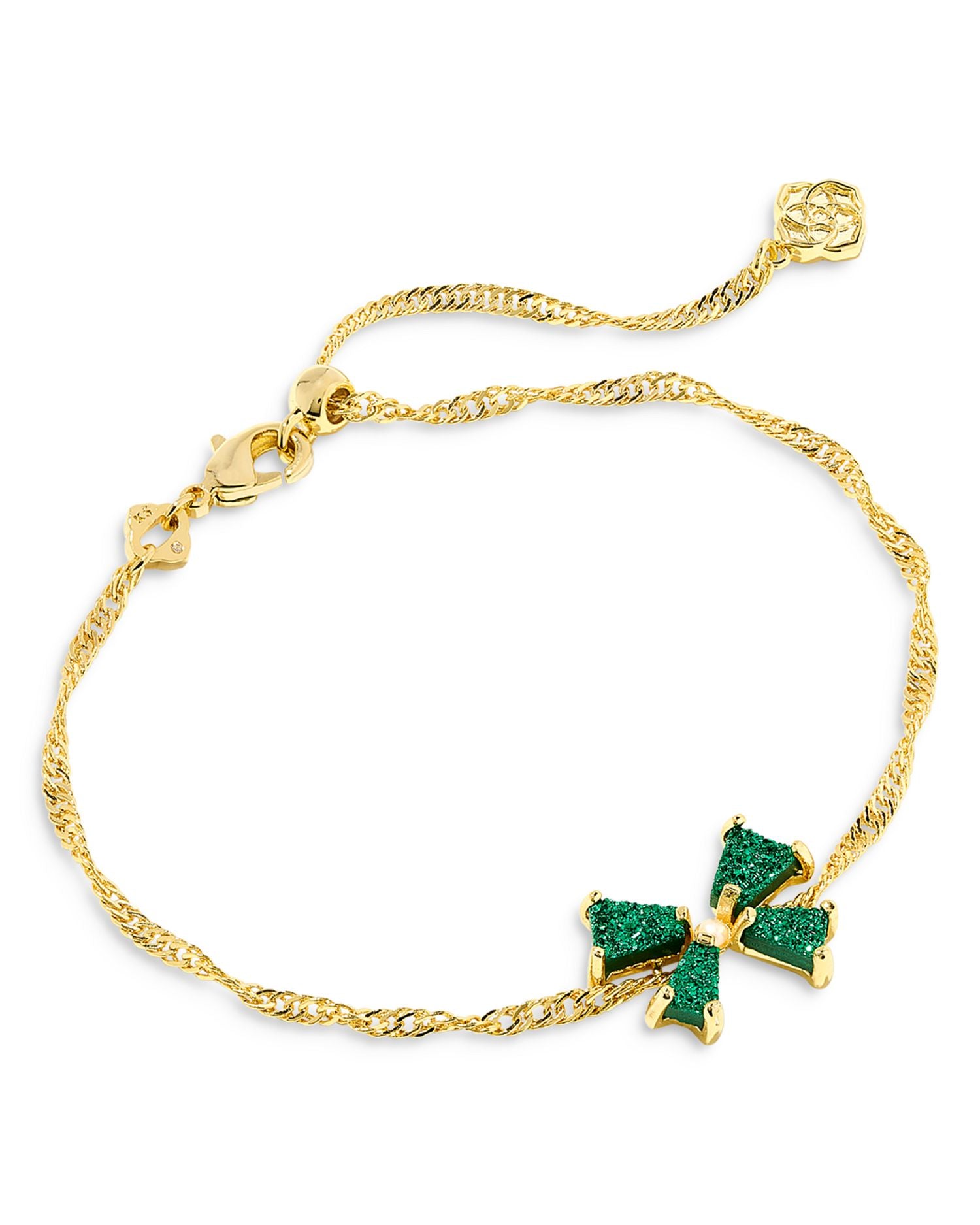Blair Drusy Stone Bow Adjustable Chain Link Bracelet in 14K Gold Plated