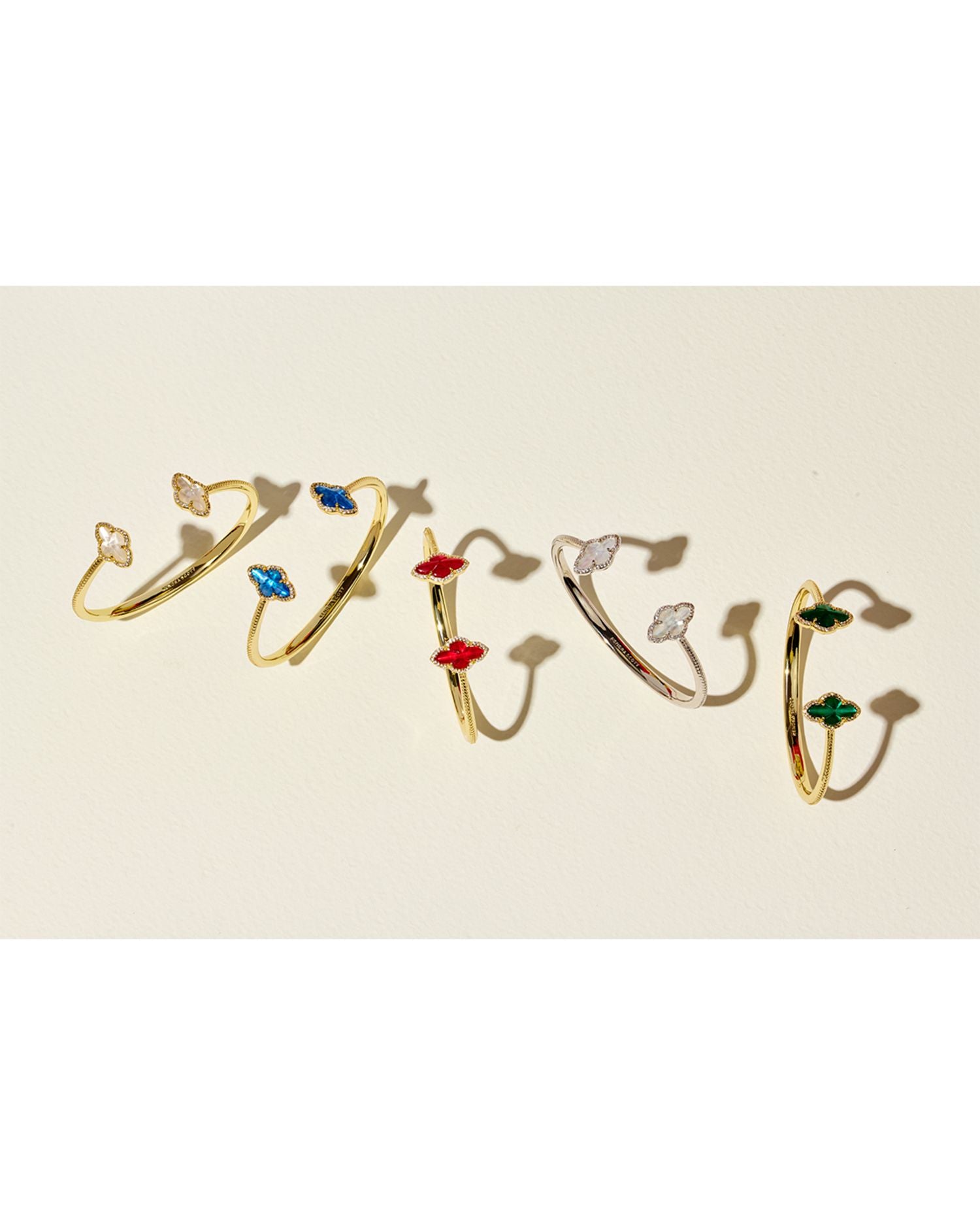 Abbie Pavé Framed Stone Cuff Bracelet in 14K Gold Plated