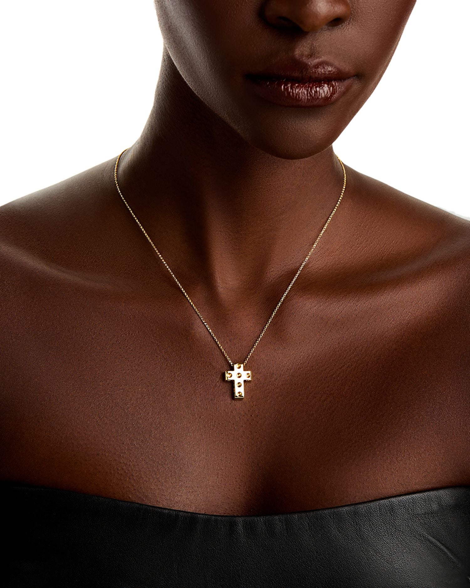 18K Yellow Gold Pois Moi Cross Necklace, 16'