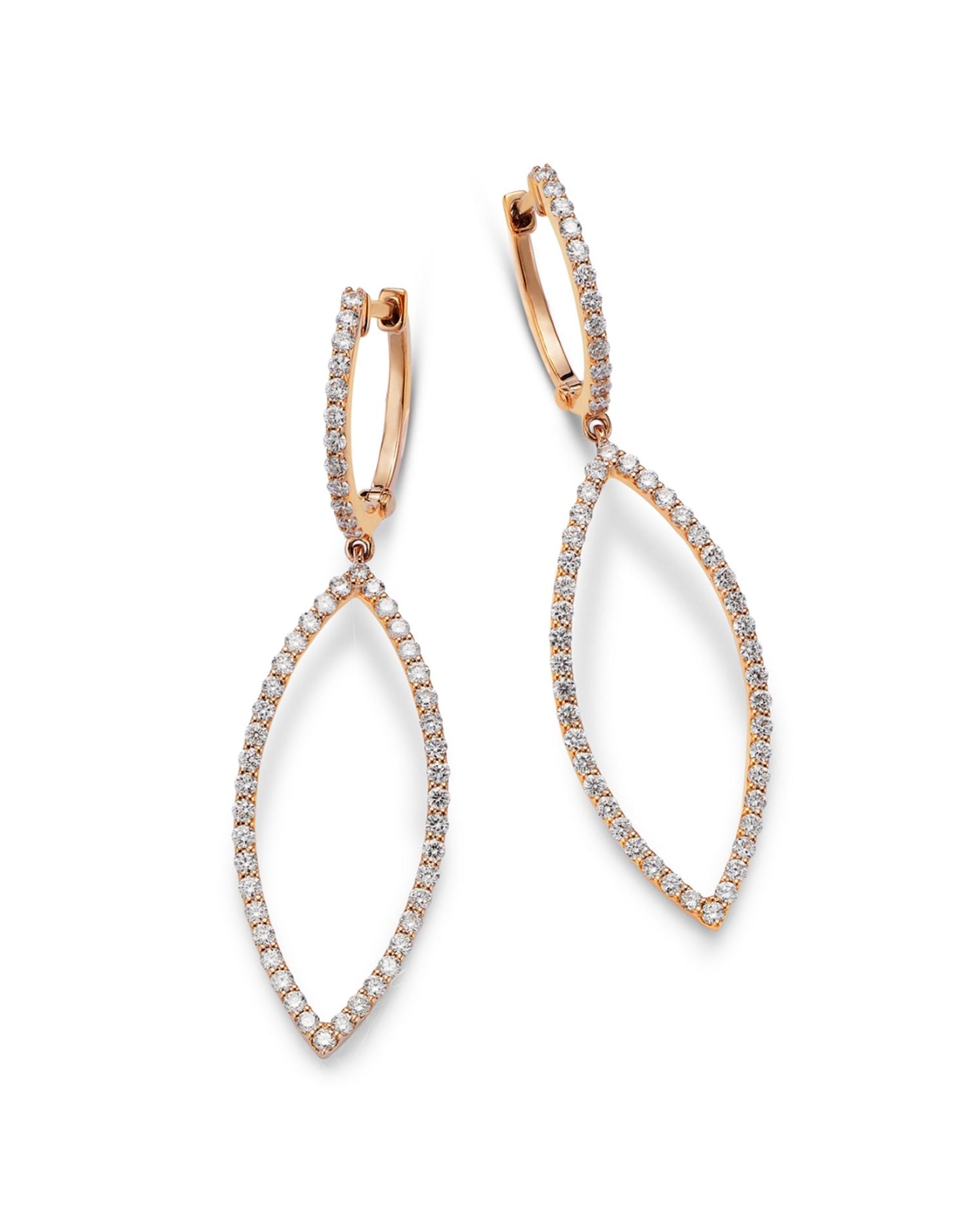 18K Rose Gold Diamond Drop Earrings, 1.0 ct. t.w.