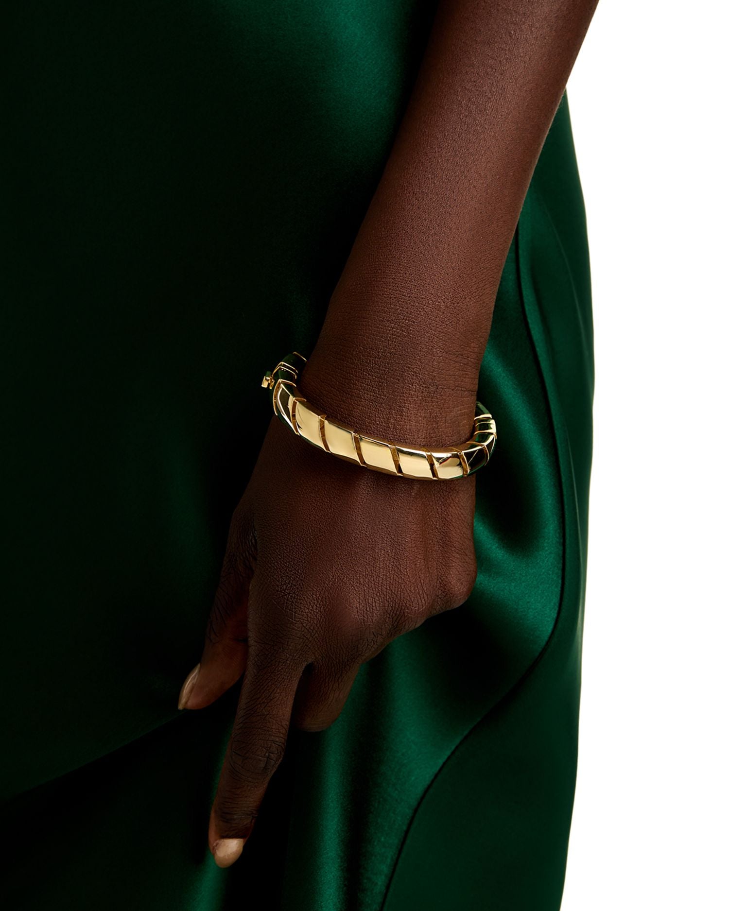 18K Yellow Gold Diamond Torchon Bangle Bracelet